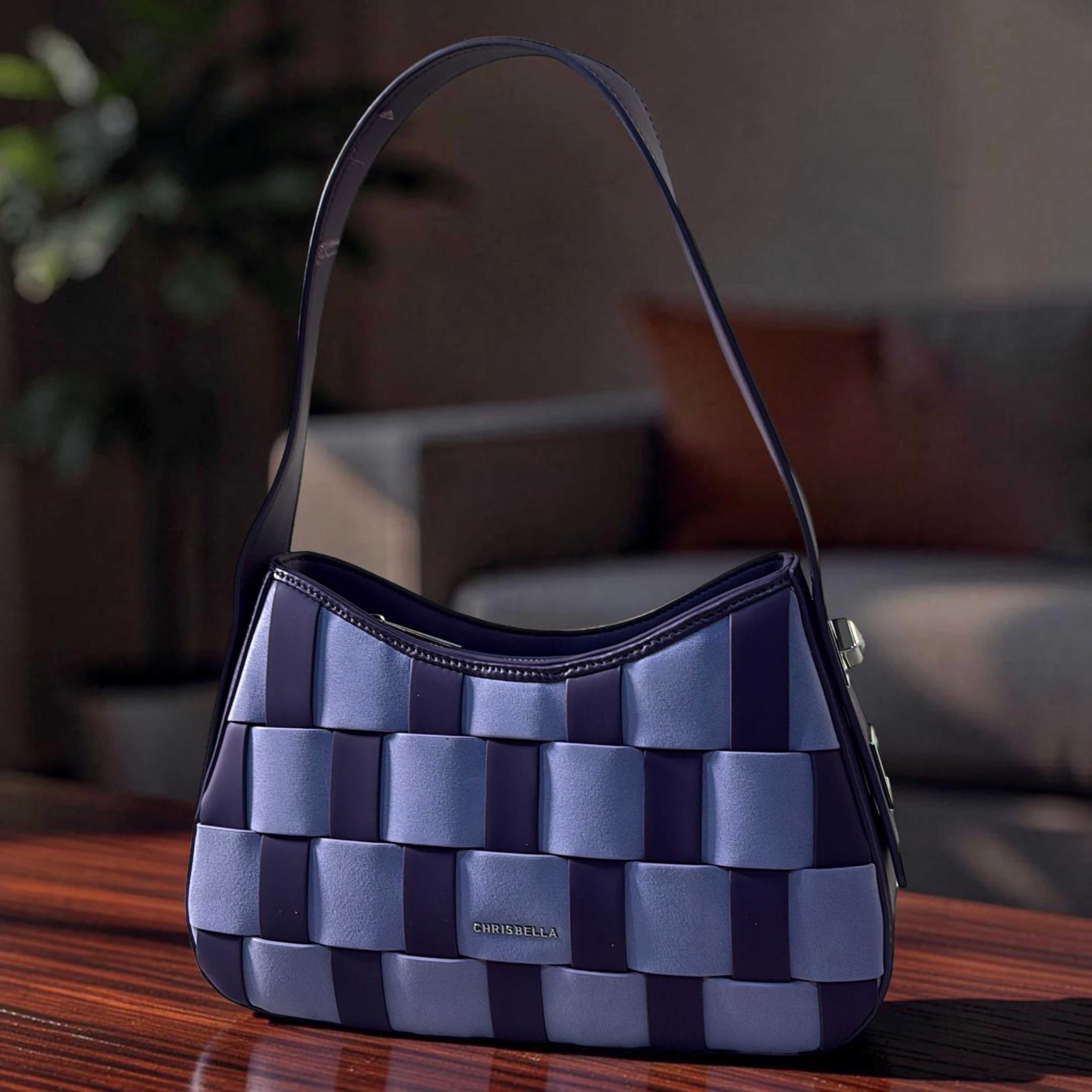 Chrisbella Mat Design Single Strap Shoulder Bag in Purple