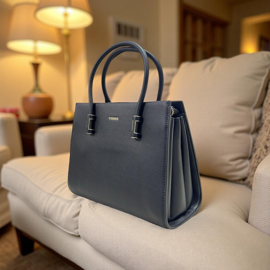 Versse Double Handle Structured Bag in Black