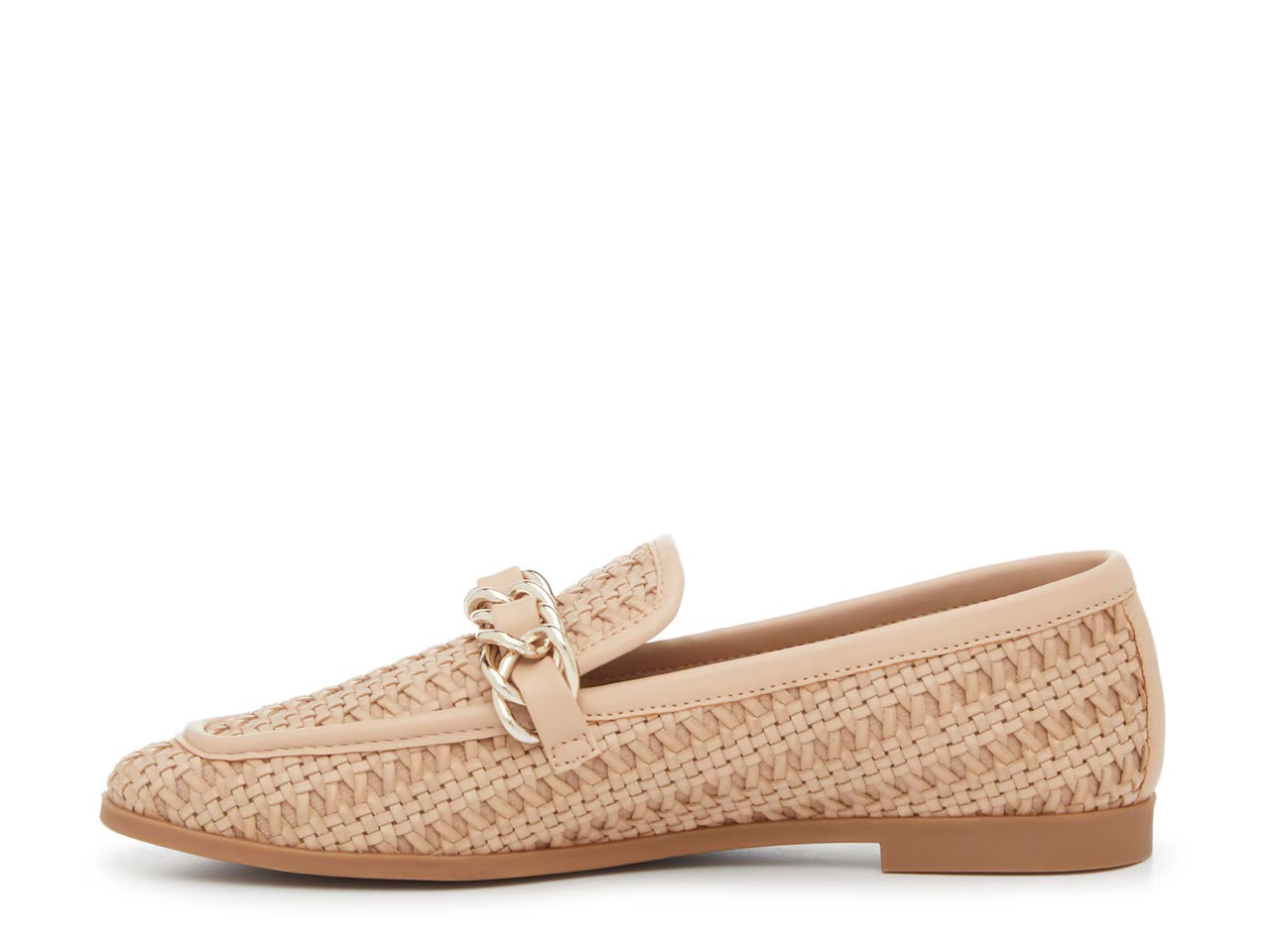 STEVE MADDEN WOVEN DESIGN LOAFERS IN NATURAL TAN