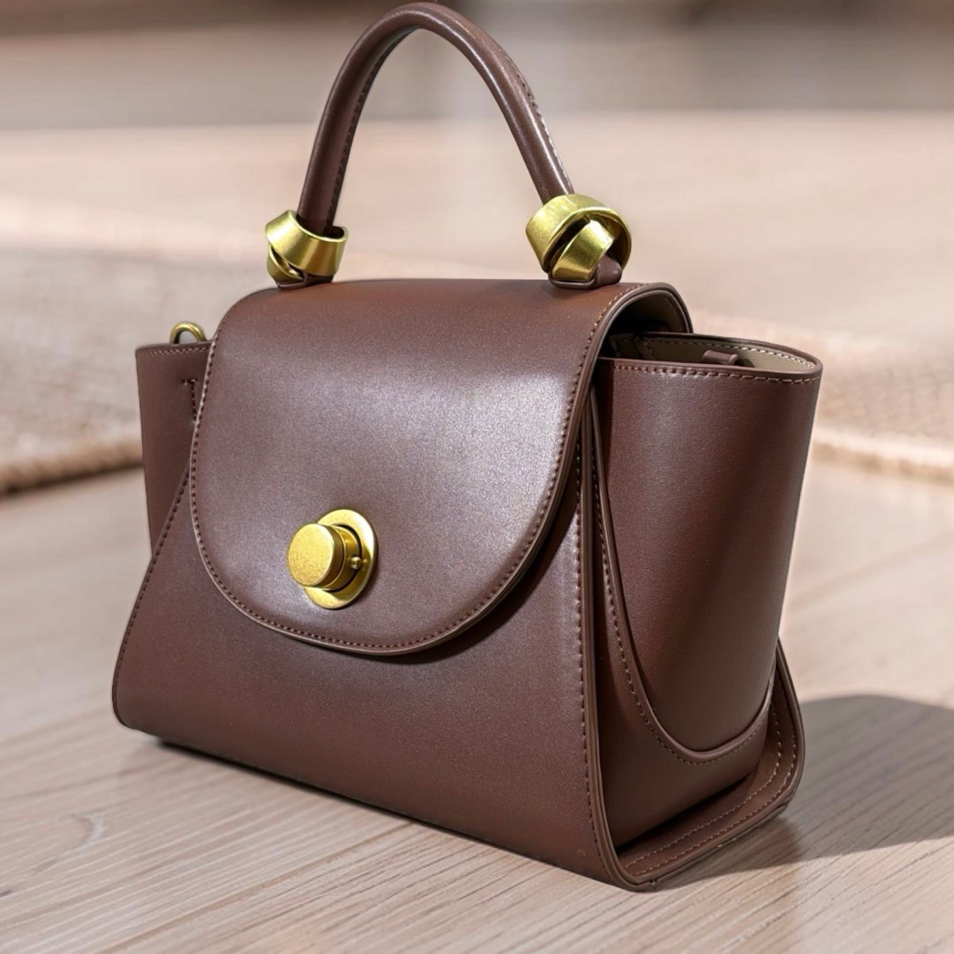 Hollley VIvi Winged Scarf Detail Bag in Coffee