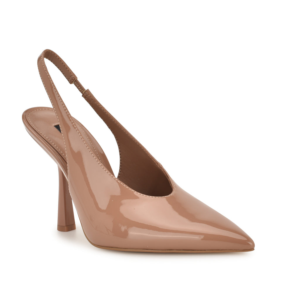 Nine West Patent Leather Pointed Slingbacks in Nude