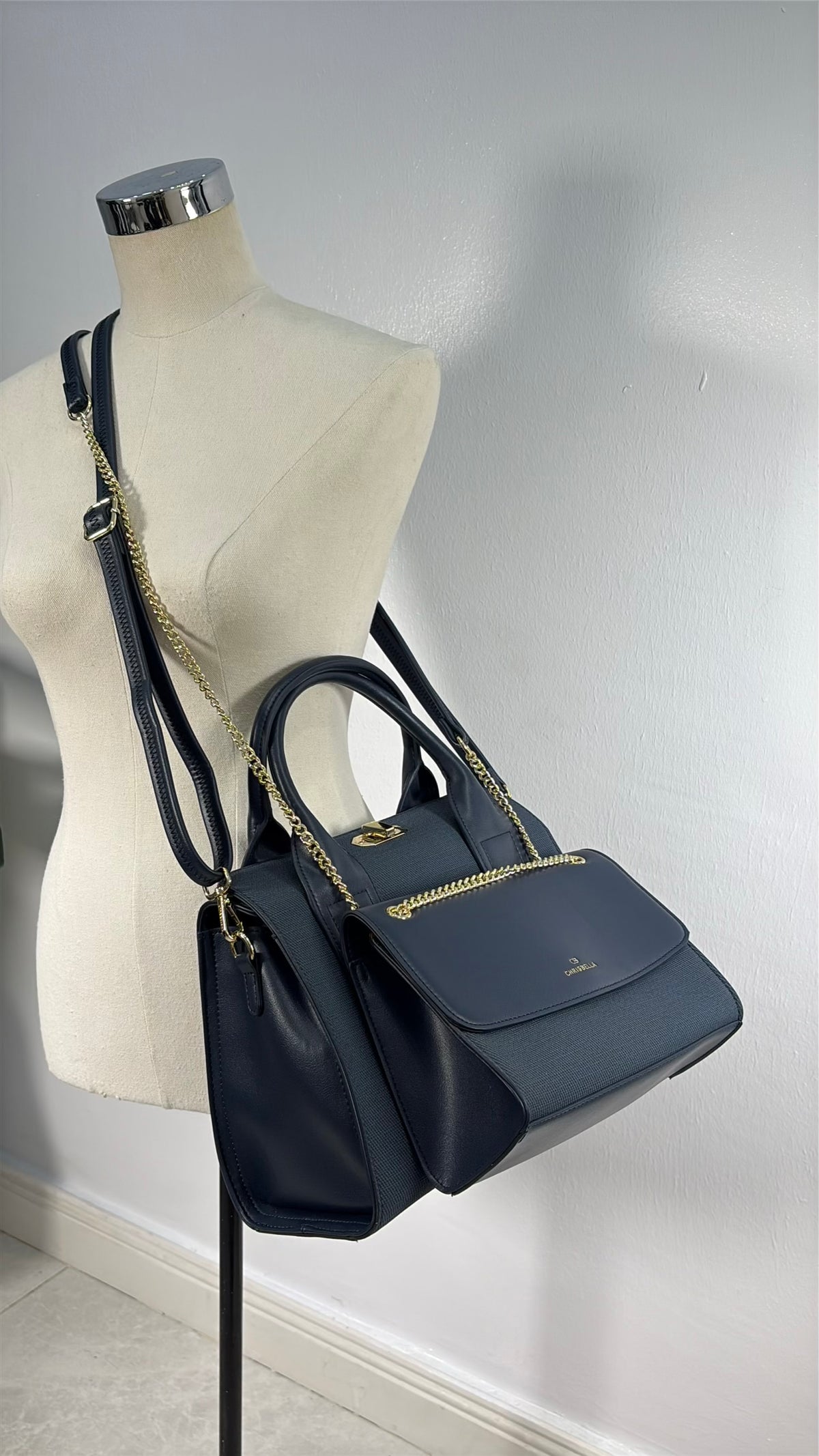 Chrisbella Textured Two-in-One Bag in Navy