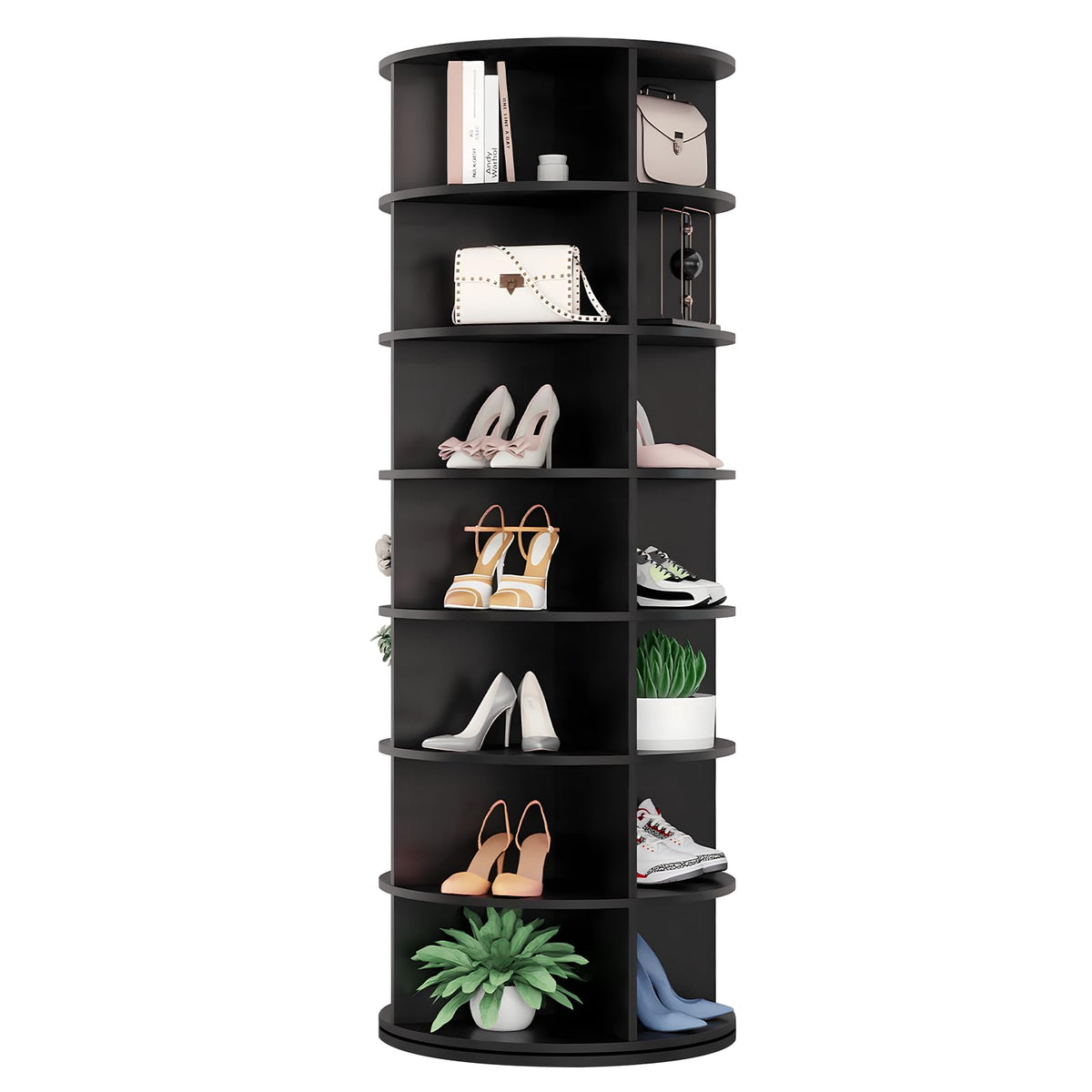 7-Tier 360 Rotating Display Rack in Black