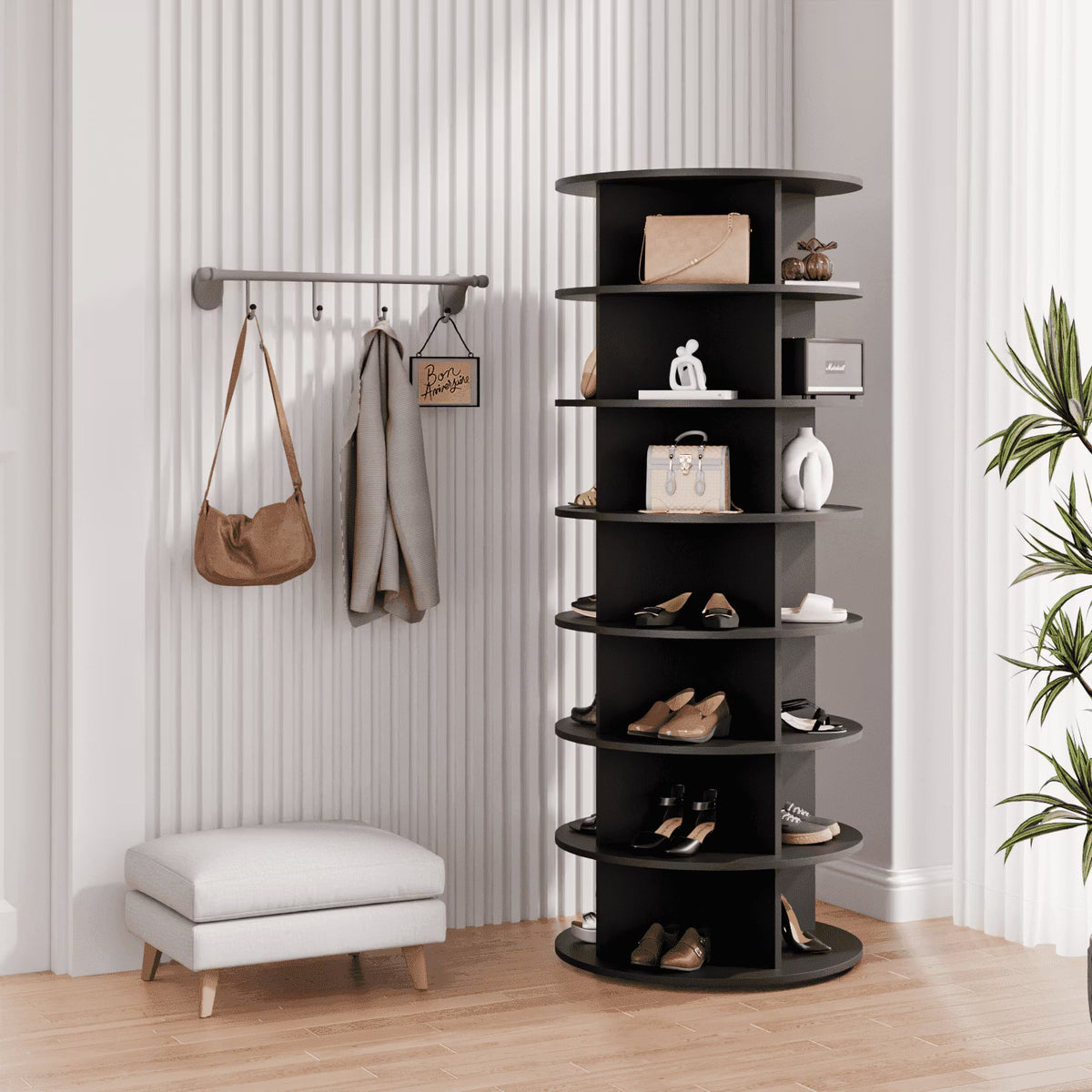 7-Tier 360 Rotating Display Rack in Black
