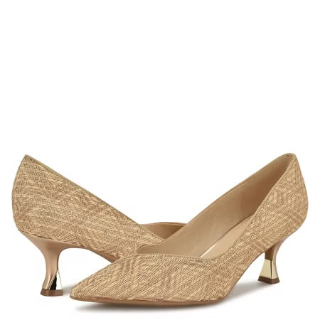 Nine West Pointed Toe Brocade Pump in Beige