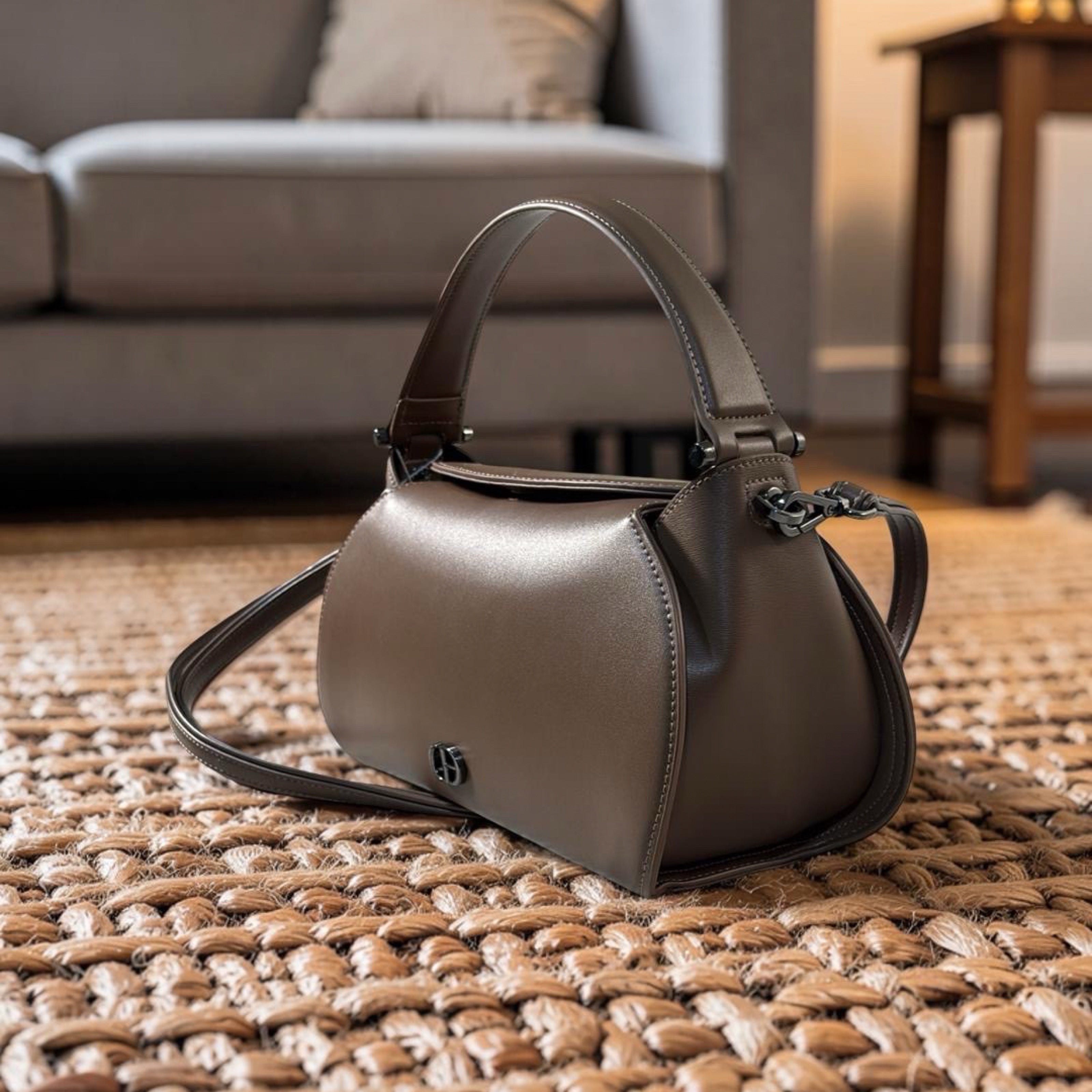 Chrisbella Wrap Deisgn Top Handle Bag in Coffee