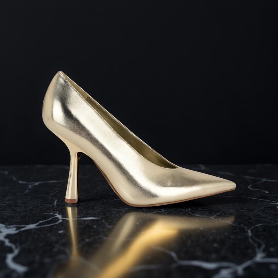 Nine West Pointed Toe Pump in Gold