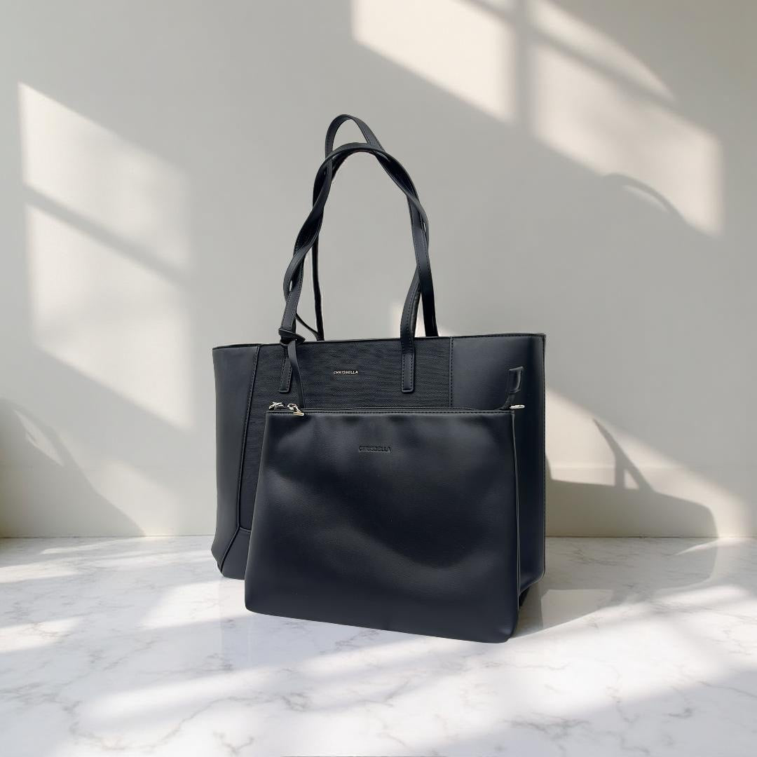 Chrisbella Two-Tone Large Tote in Black