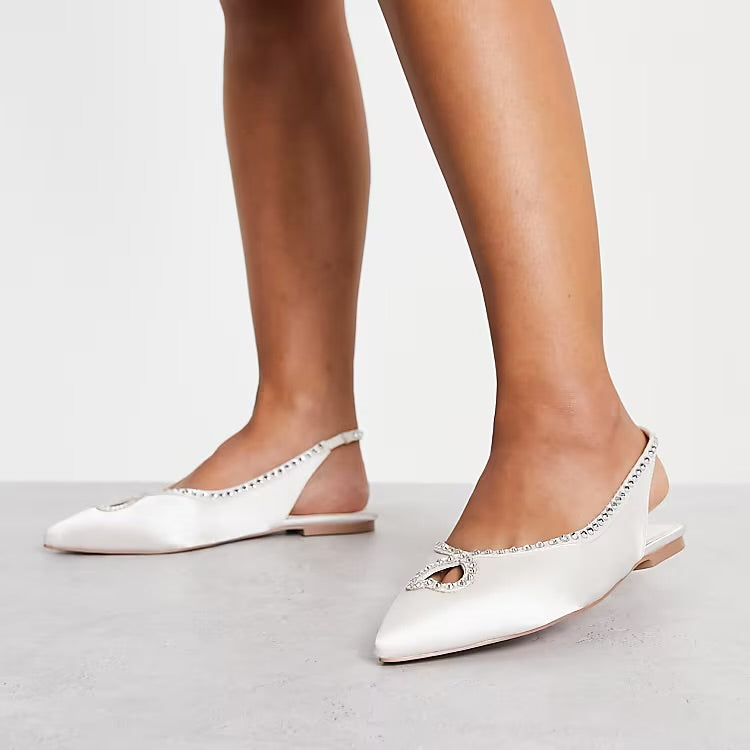 ASOS LUST HEART DIAMANTÉ BALLET IN IVORY