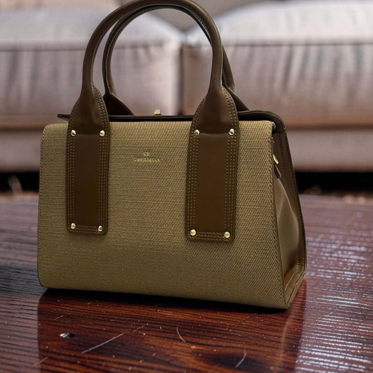 Chrisbella Textured Two-in-One Bag in Coffee
