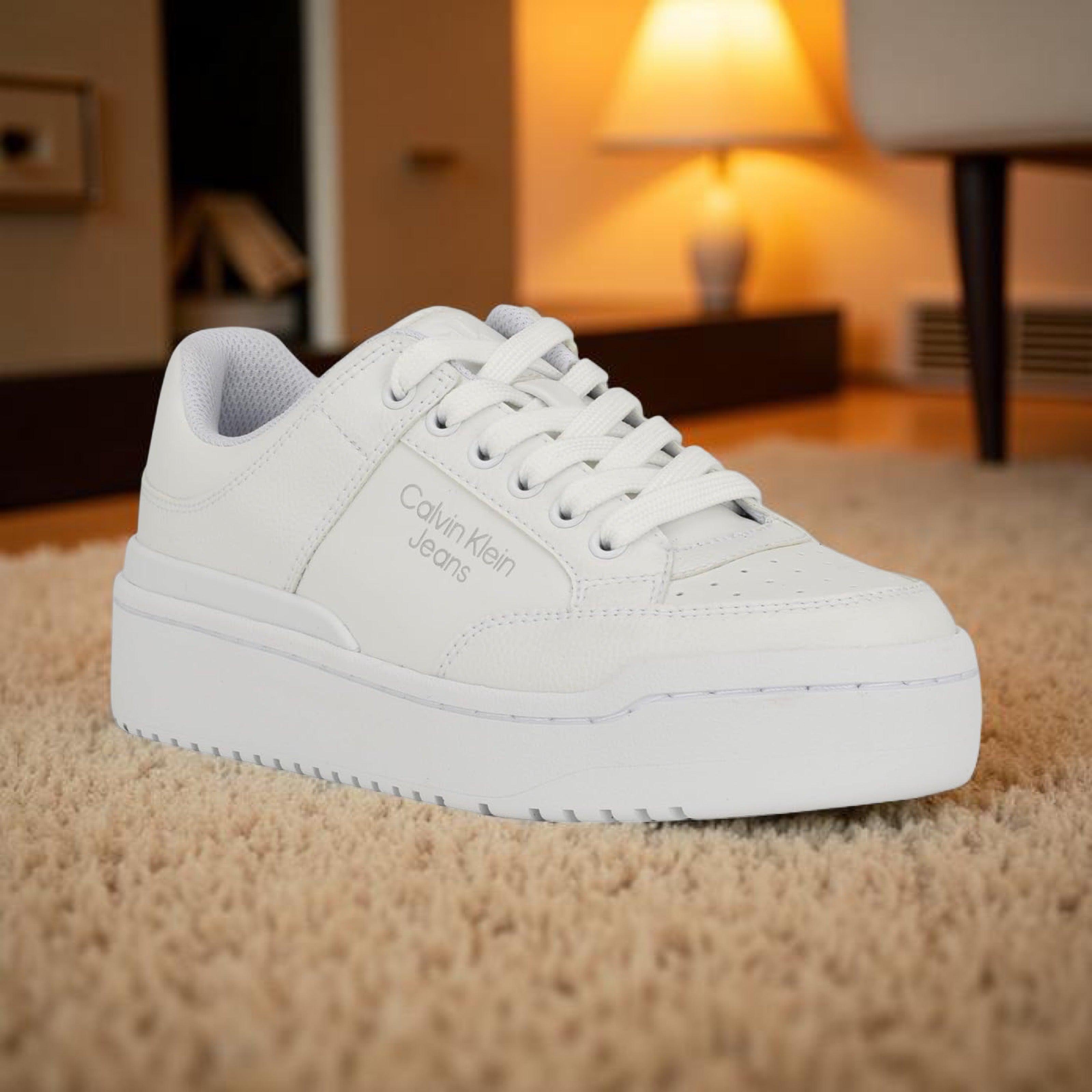 Calvin Klein Perforated Plain Sneakers in White