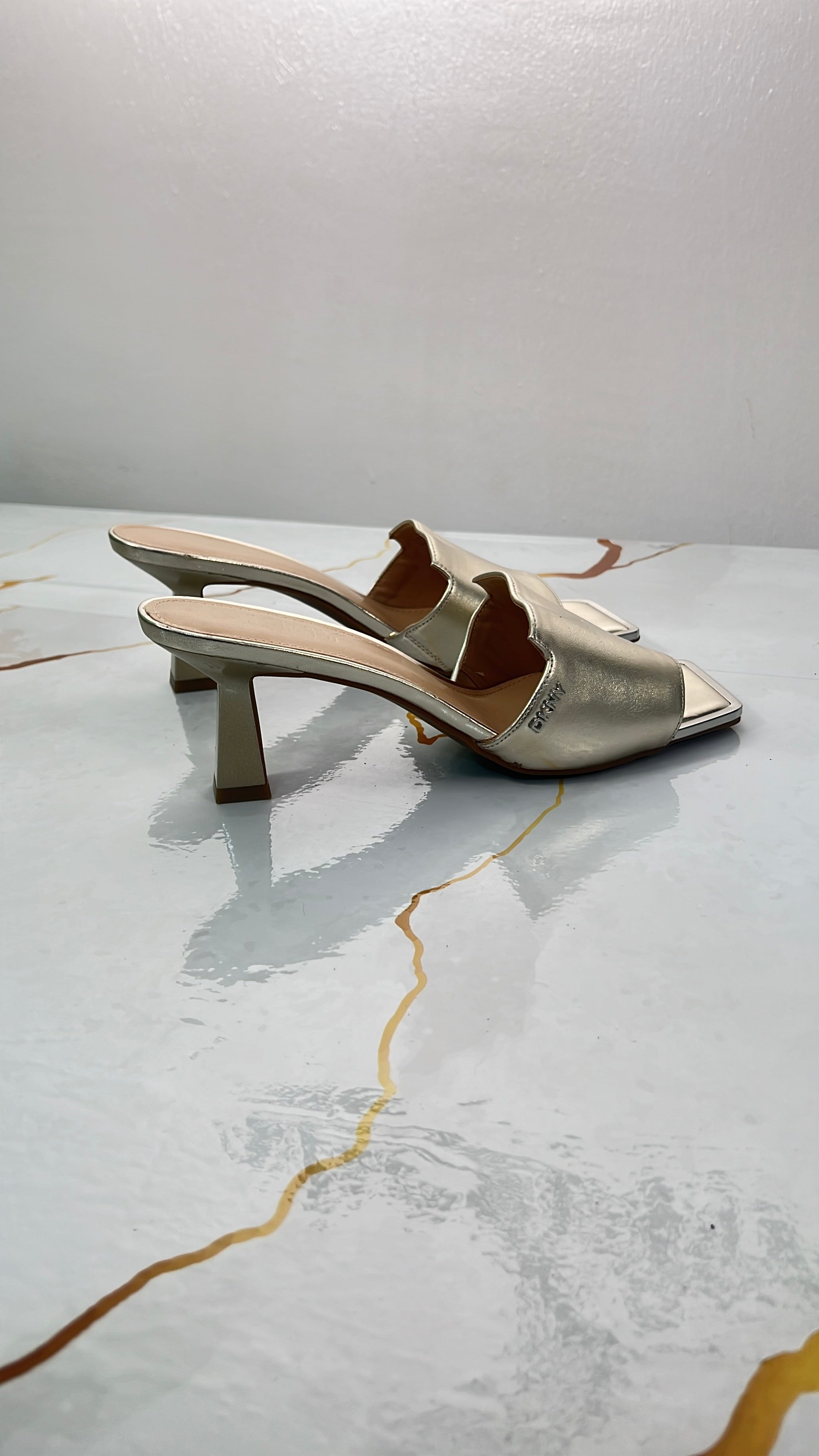 DKNY Single Strap Mule in Gold