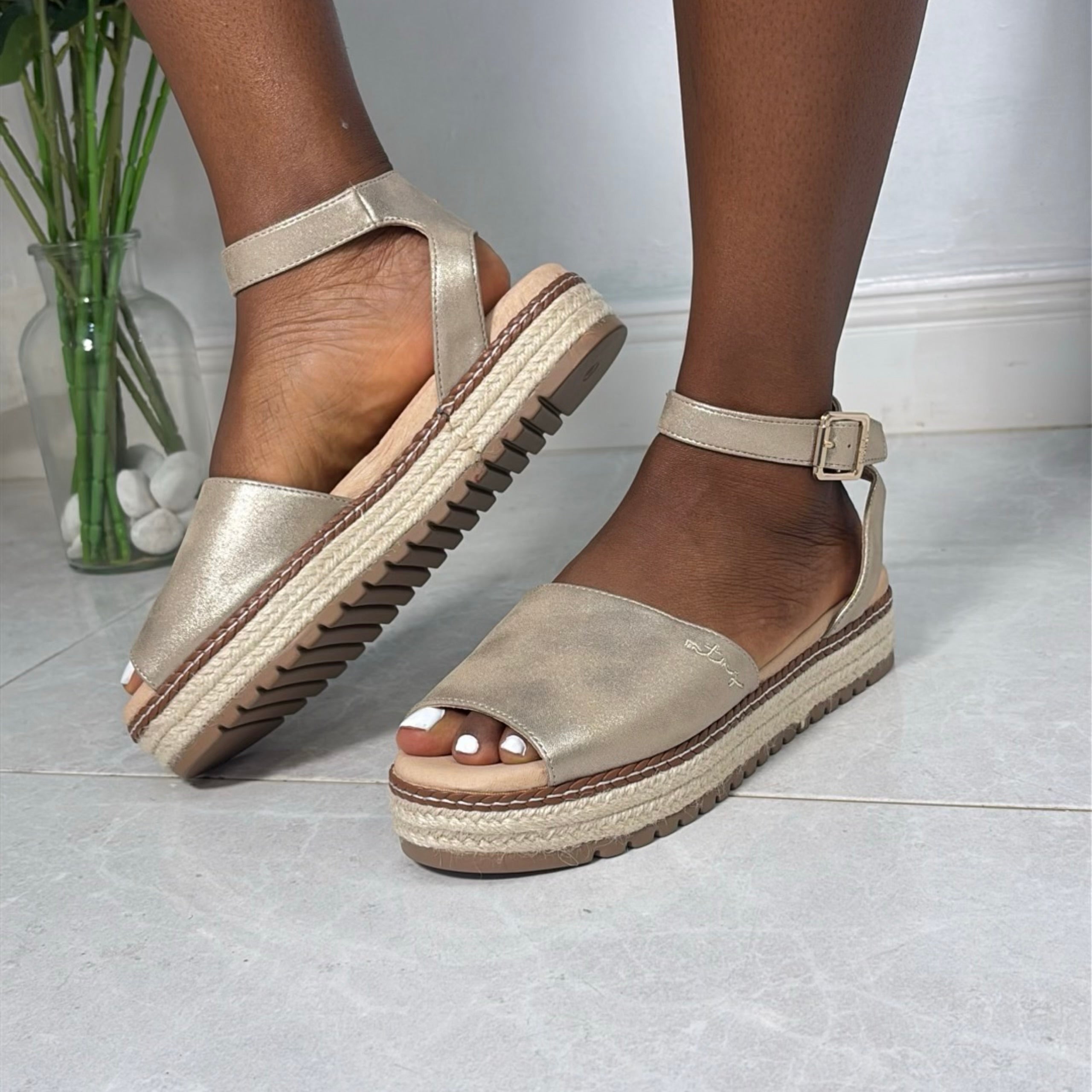 MTNG Espadrille Sandal in Champagne