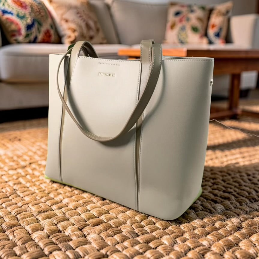 Chrisbella Leather Large Bag in Cream