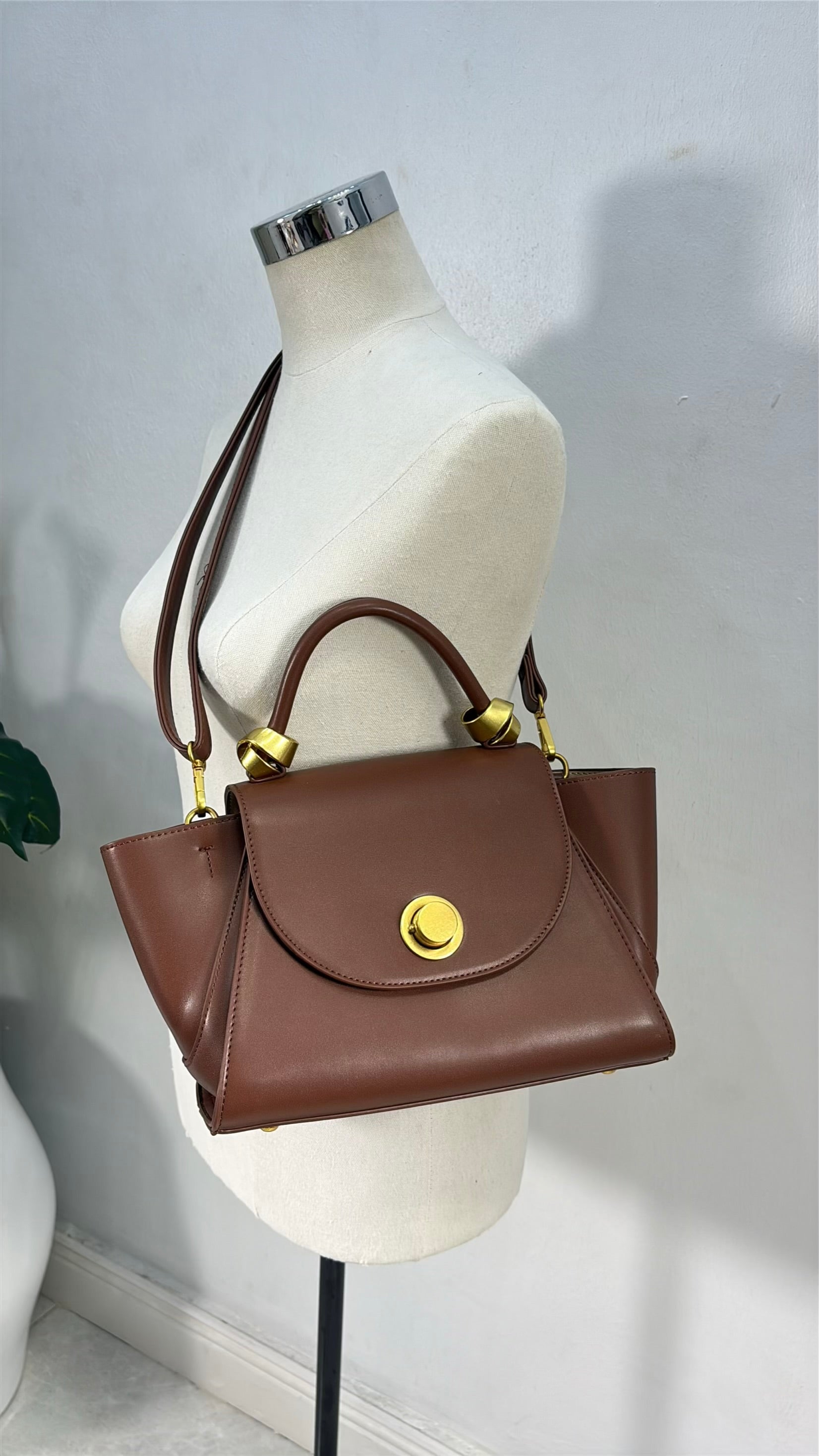 Hollley VIvi Winged Scarf Detail Bag in Coffee