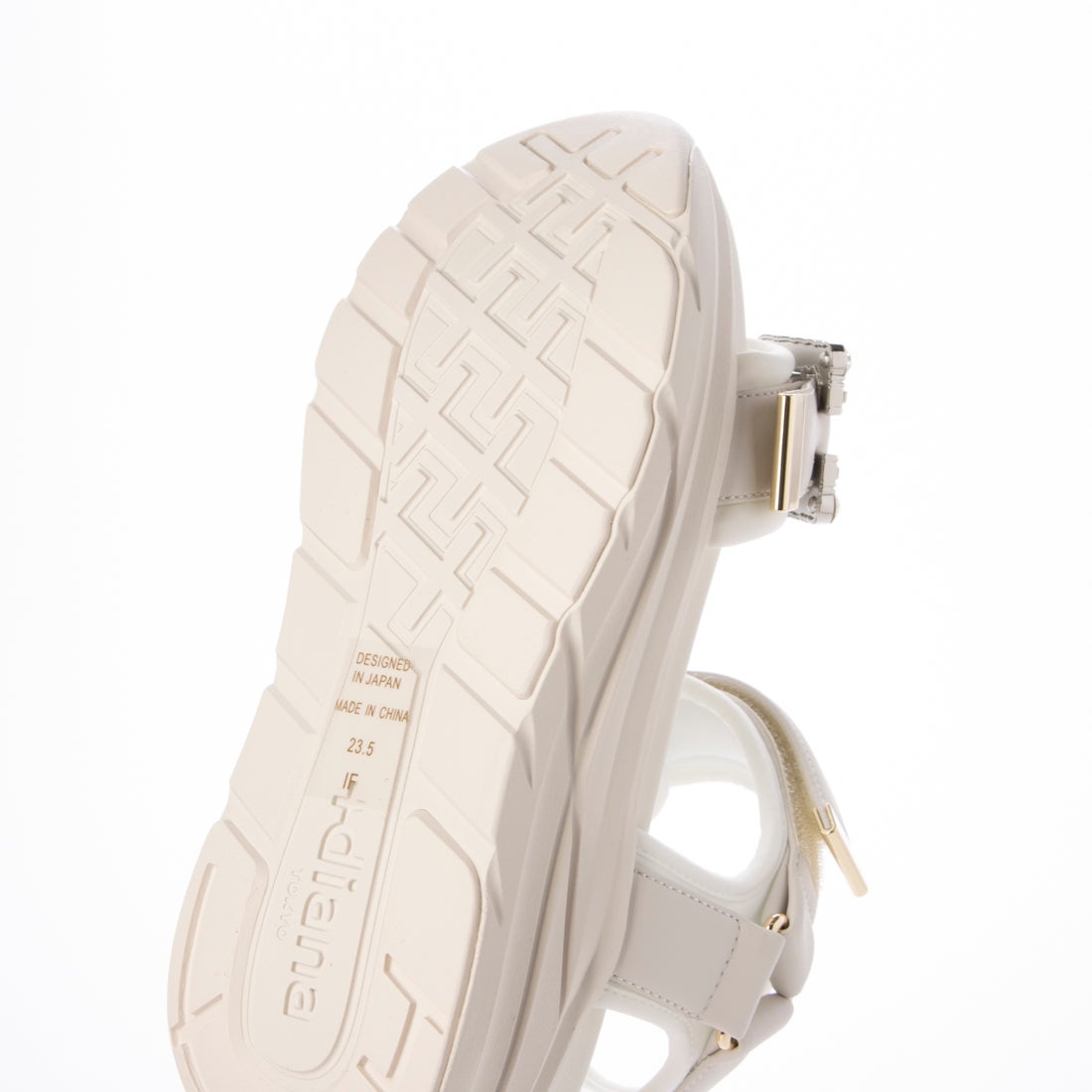 Diana Embellished Buckle Detail Velcro Sandal in White