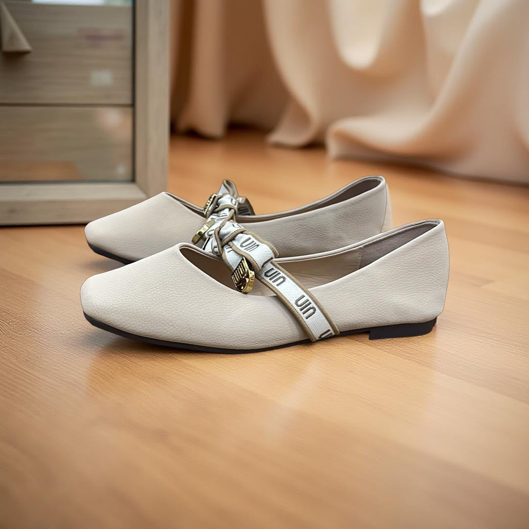 ZHLL & Pretty Girl Nubuck Lether Ballerina in Eggshell