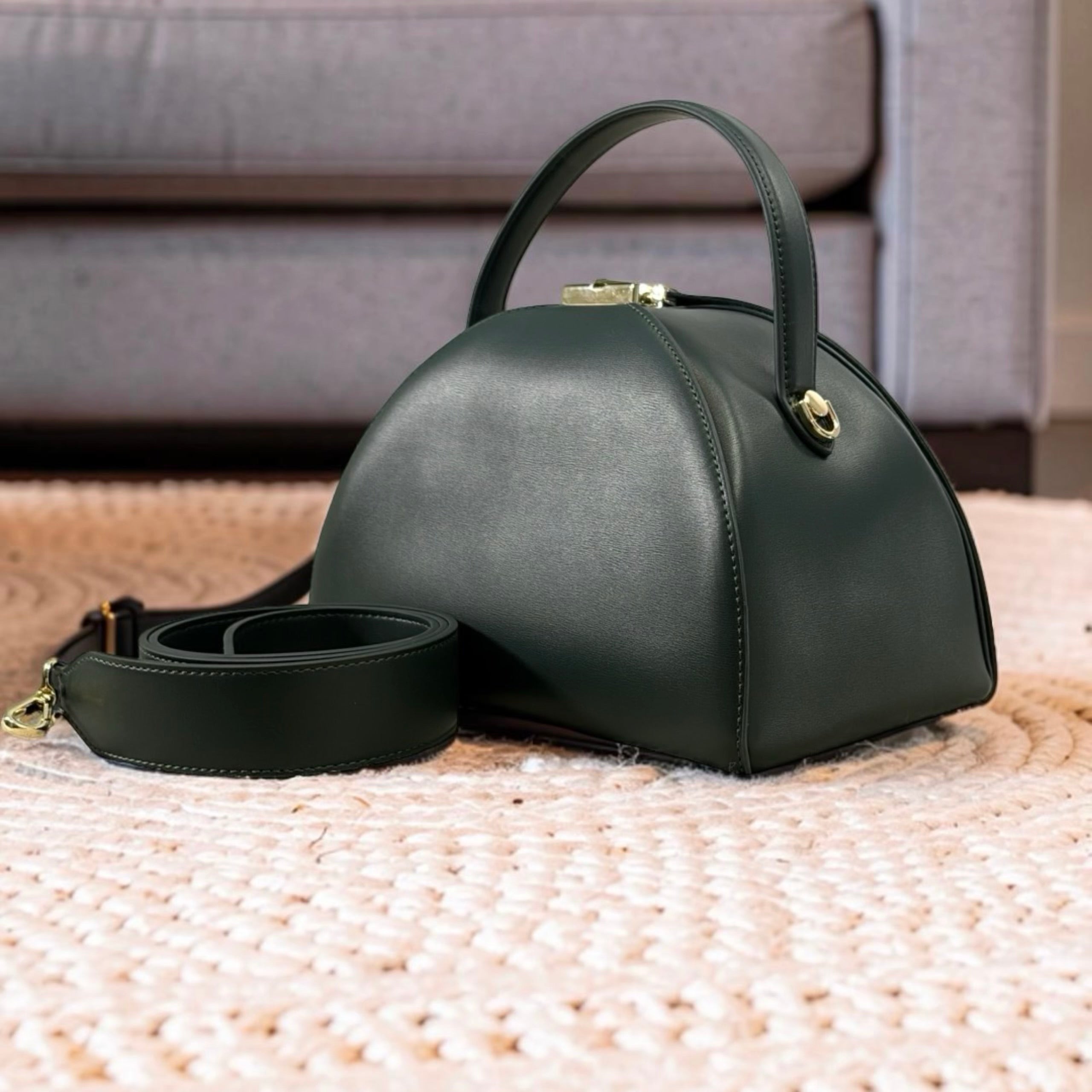 Chrisbella Semi-Circle Top Handle Bag in Green