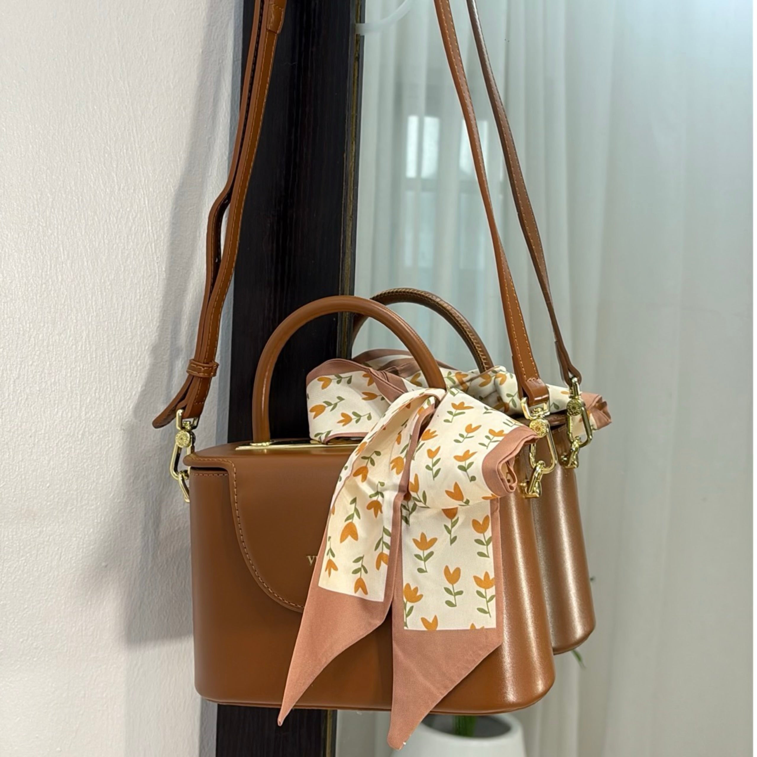Versse Top Handle Mini Bag in Brown