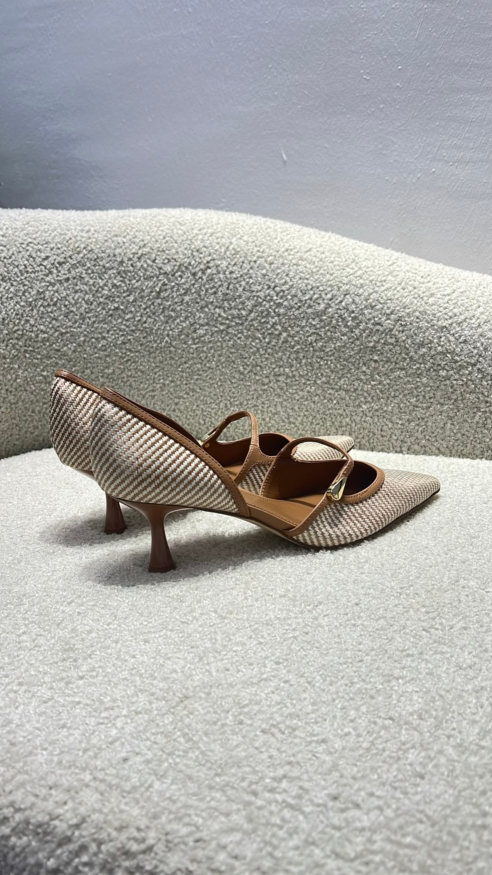 Nine West Faux Raffia D'orsay Pump in Brown