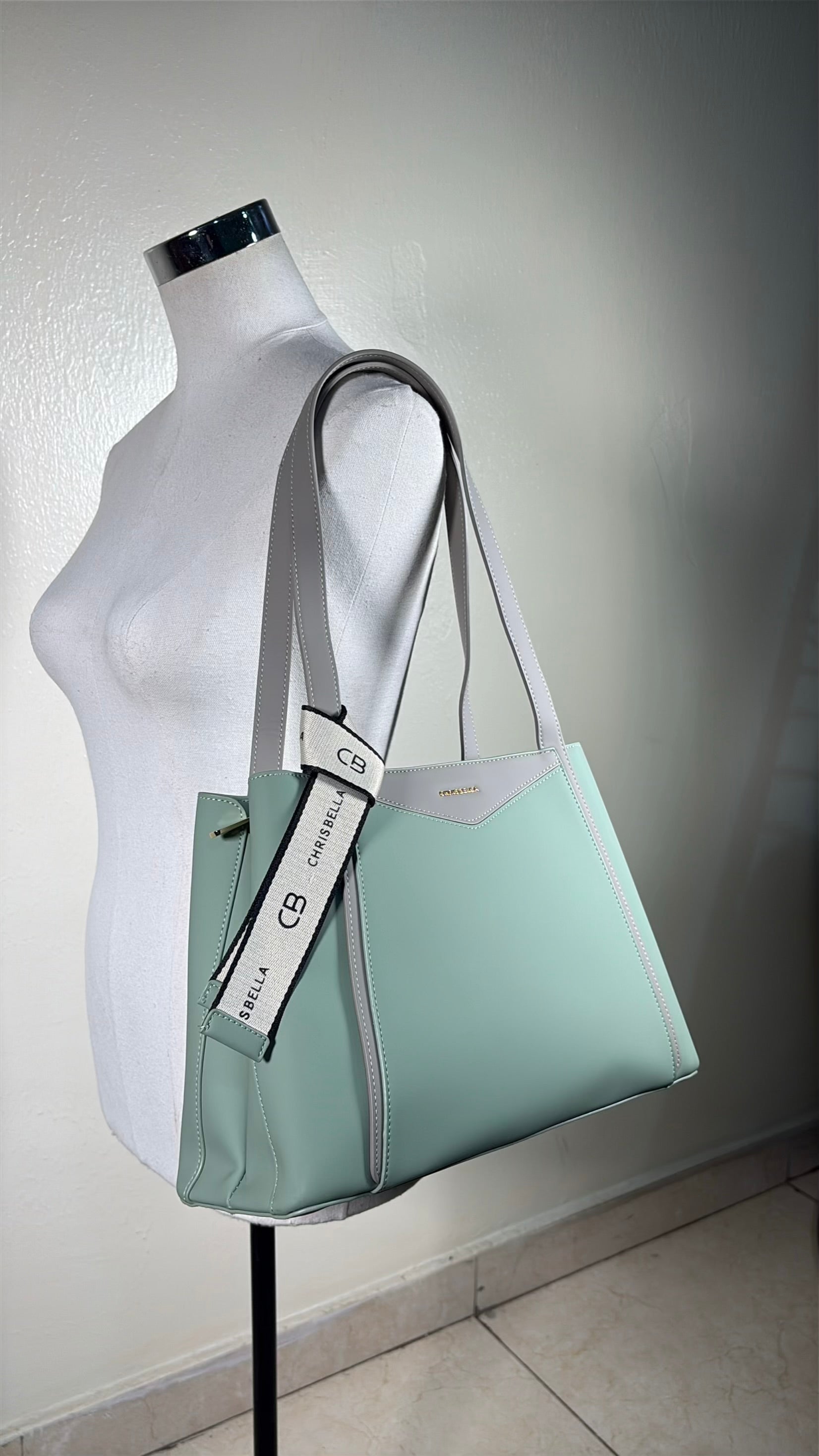 Chrisbella 2-in-1 Contrast Color Shoulder Bag in Lime