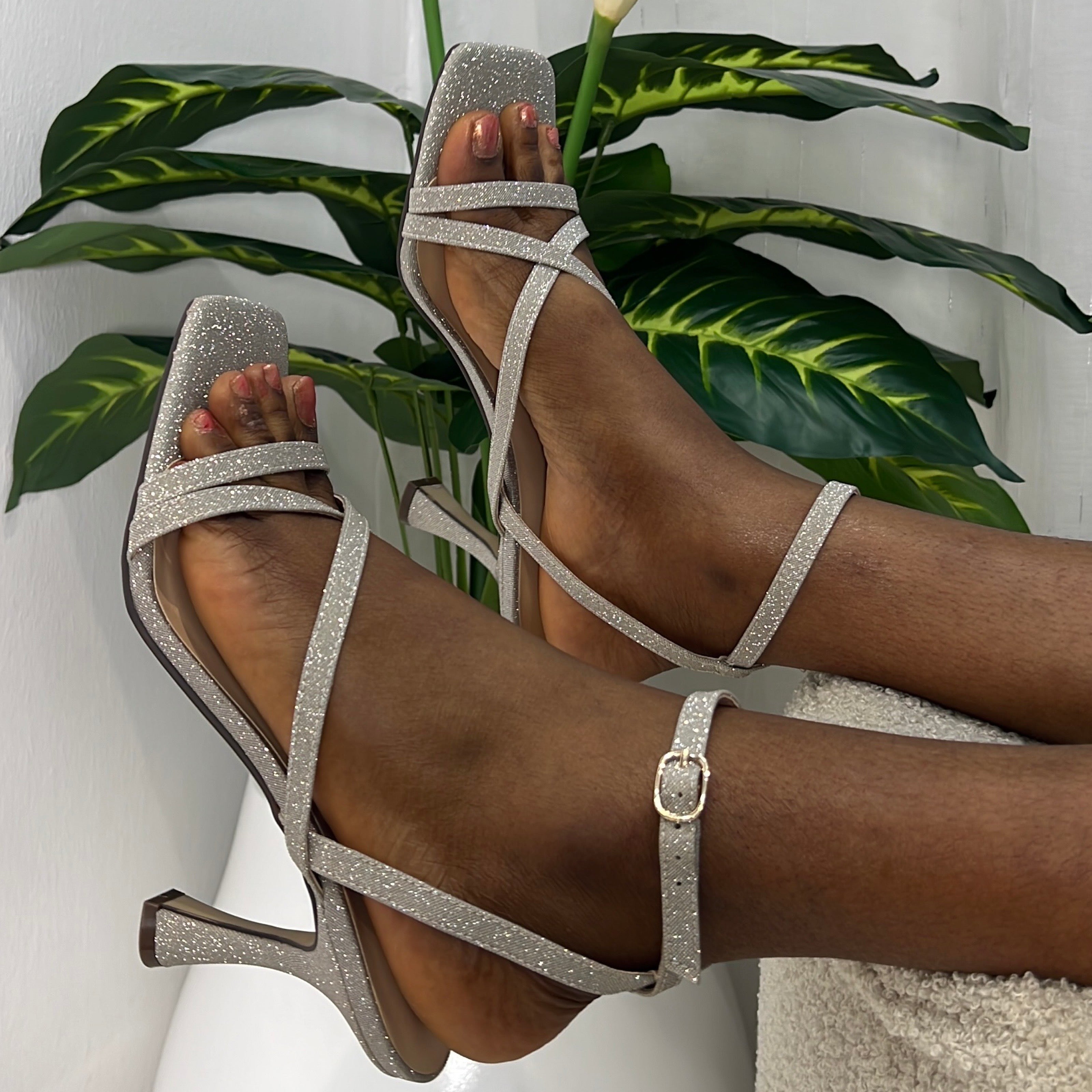 Unisa Shimmer Heeled Sandal in Light Gold