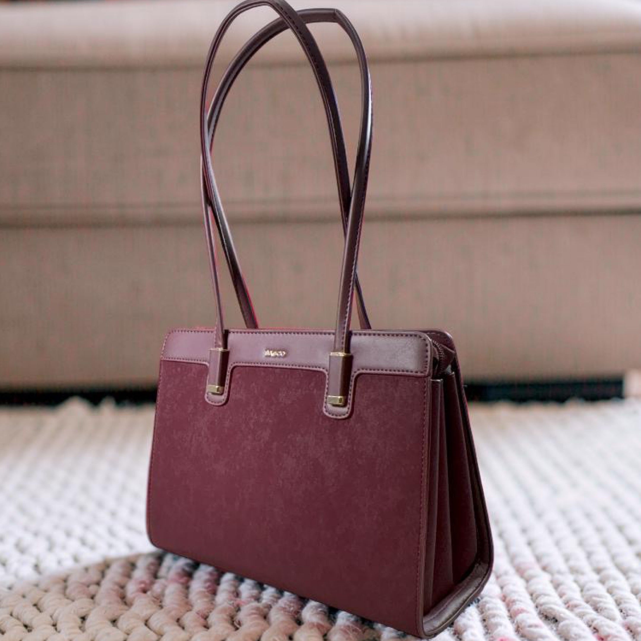 Bagco Long Handle Monochrome Bag in Burgundy