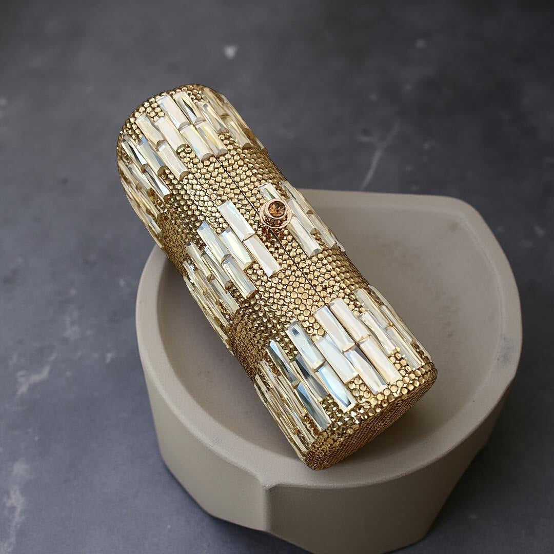 Zurich Swarovski Clutch Party Purse in Gold