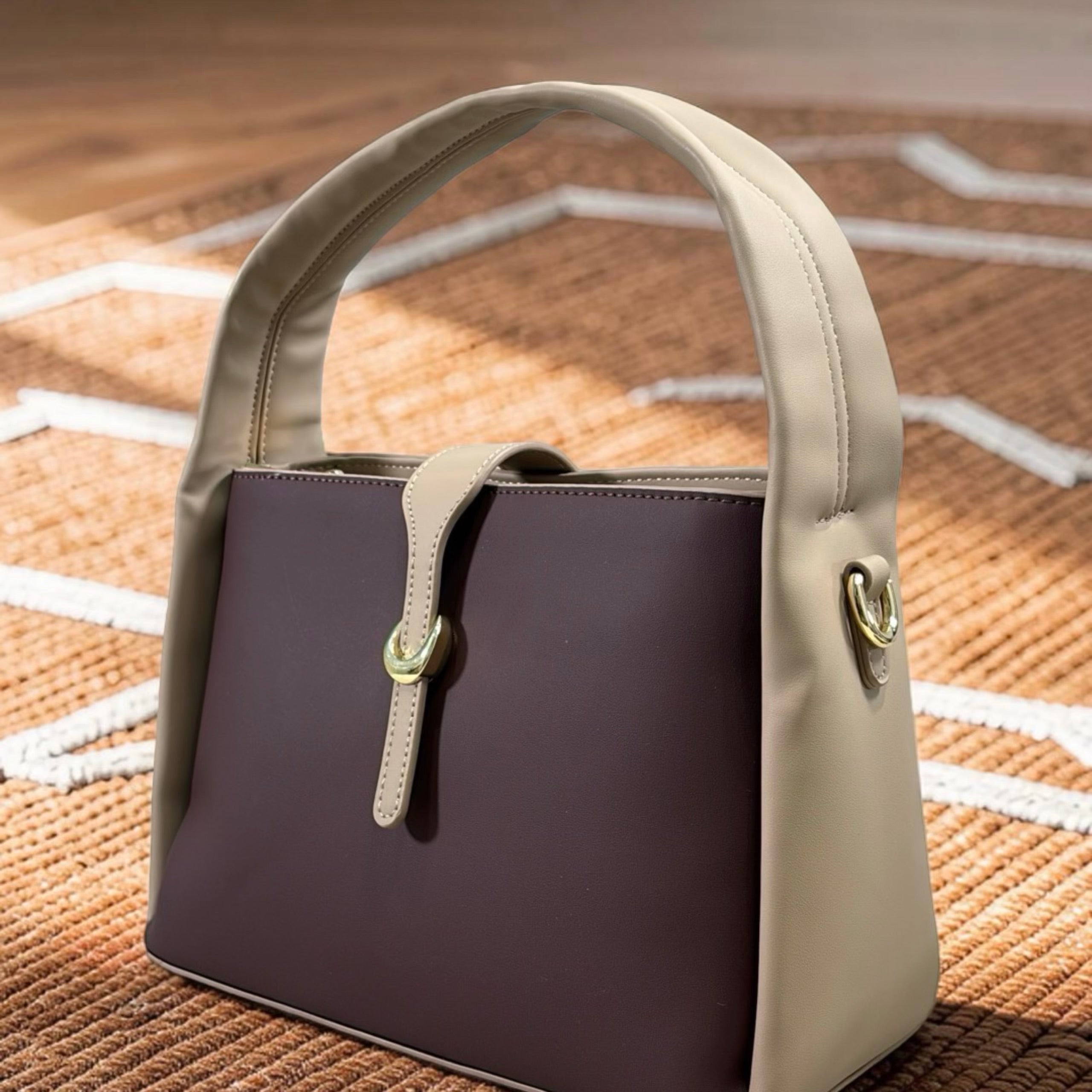 Holley Vivi Two-Tone Shoulder Bag in Coffee/Khaki