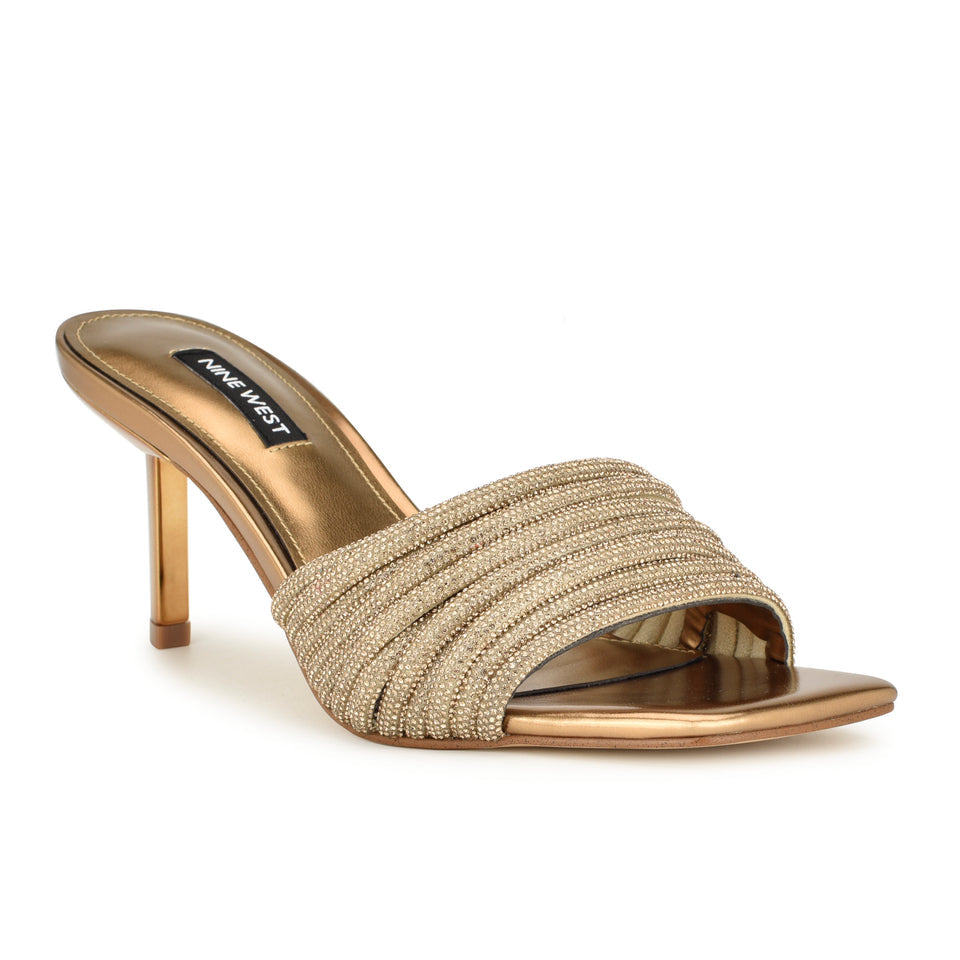 Nine West Embellished Strap Mule in Gold