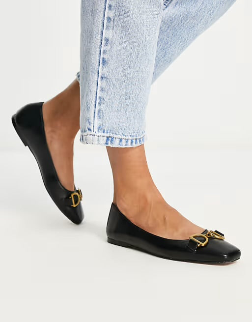 ASOS BELL DETAIL FLATS IN BLACK