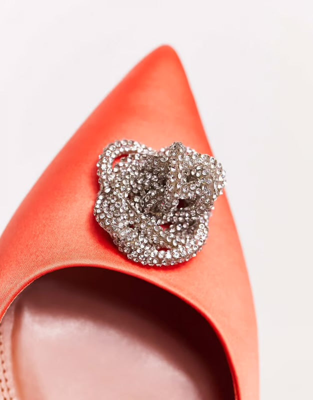 ASOS LOTUS EMBELLISHED SLINGBACK BALLET FLATS IN ORANGE