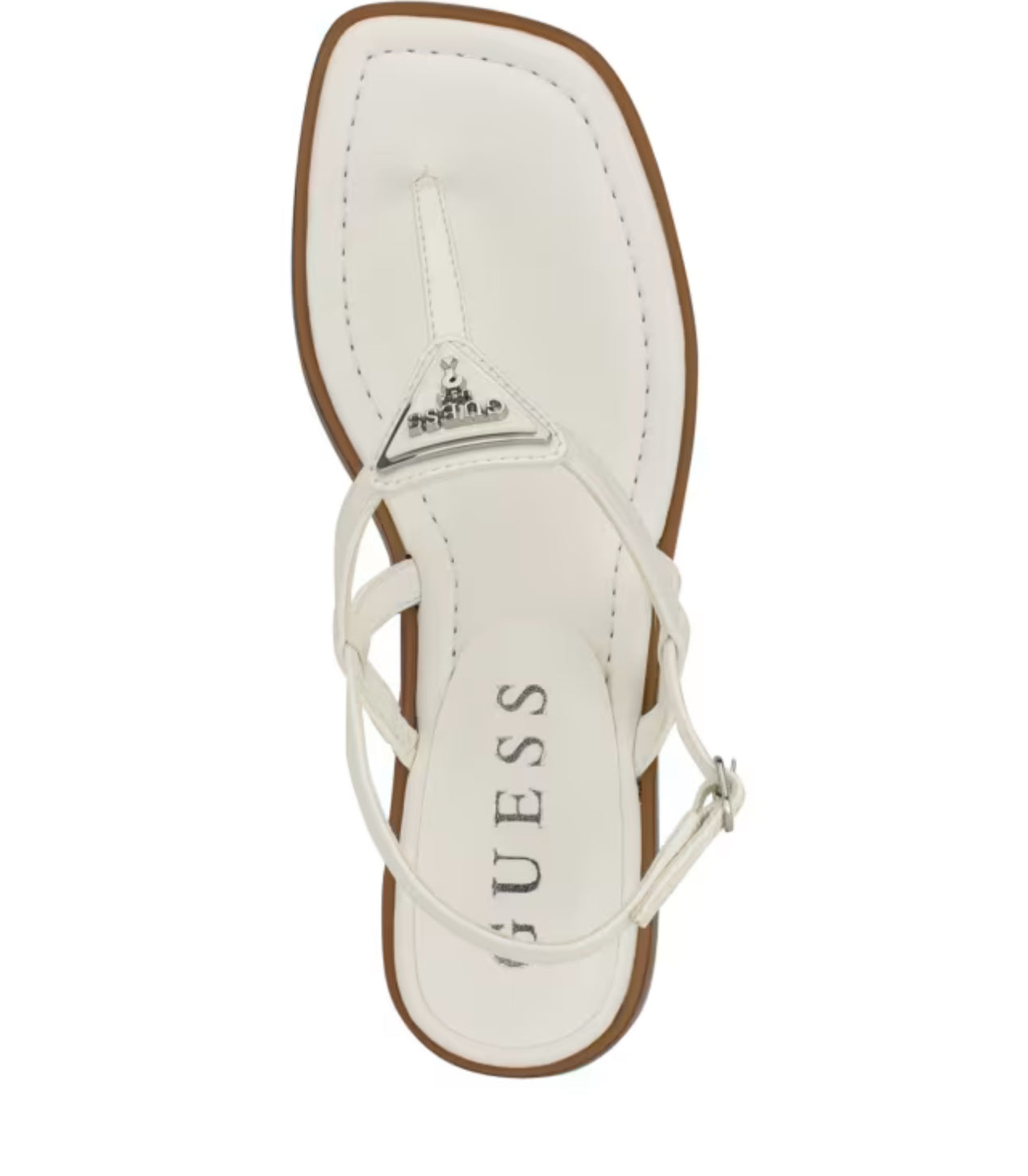 GUESS T-STRAP LOGO DETAIL SANDAL IN WHITE