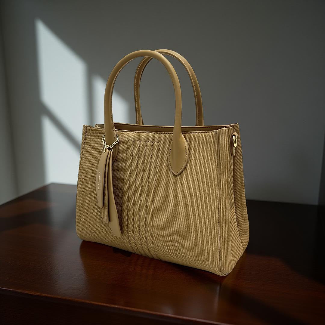 Chrisbella Charm Detail Textured Bag in Khaki