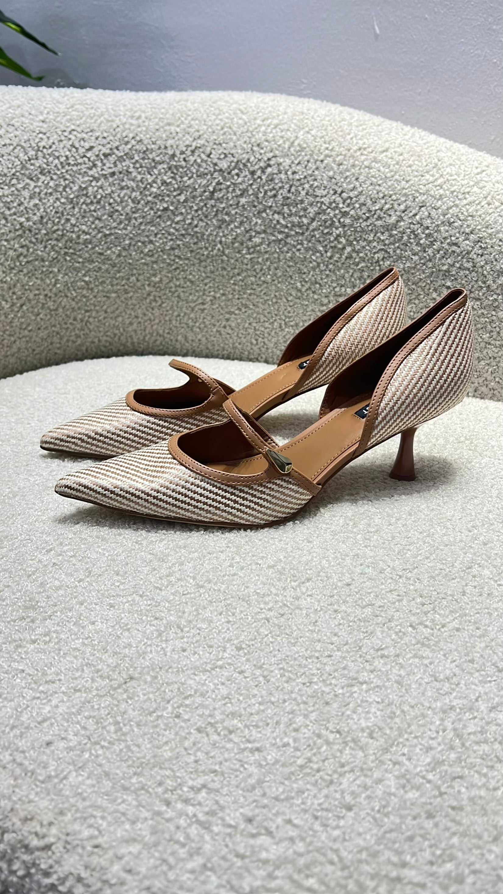 Nine West Faux Raffia D'orsay Pump in Brown