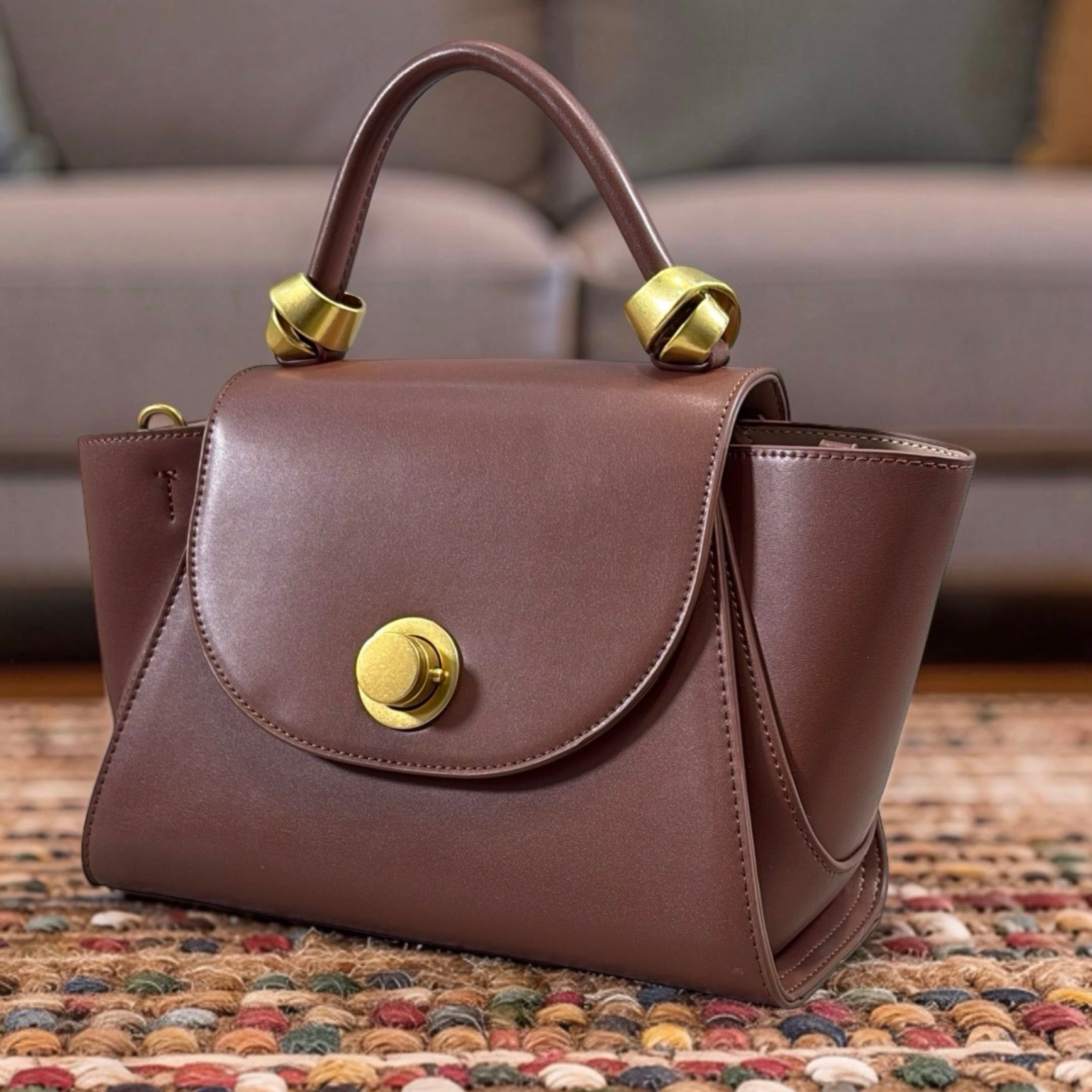 Hollley VIvi Winged Scarf Detail Bag in Coffee