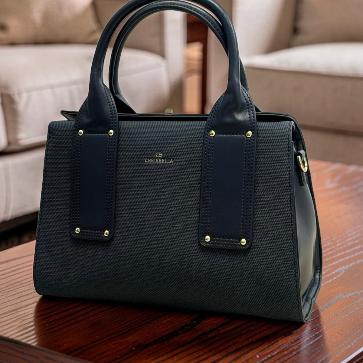 Chrisbella Textured Two-in-One Bag in Navy
