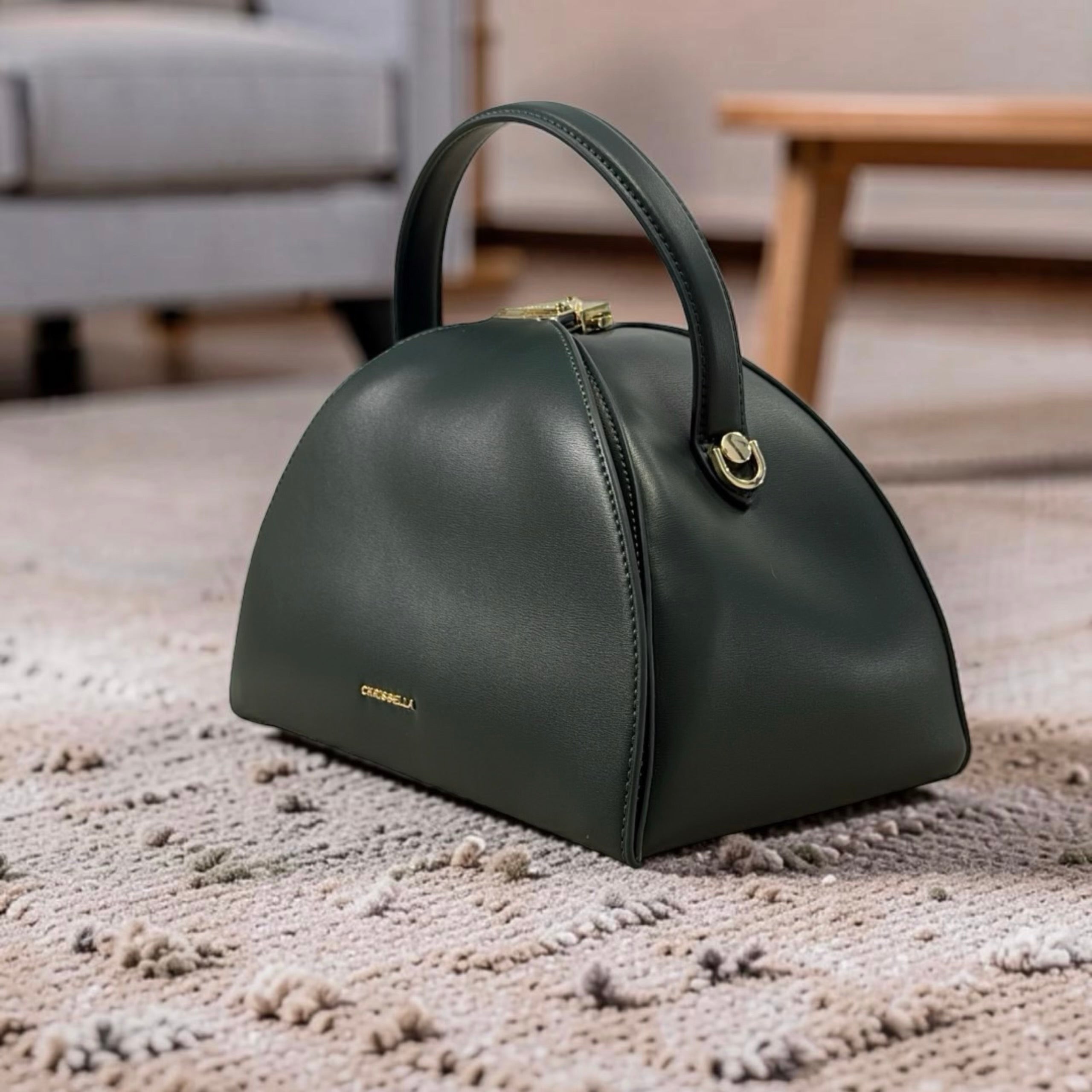 Chrisbella Semi-Circle Top Handle Bag in Green