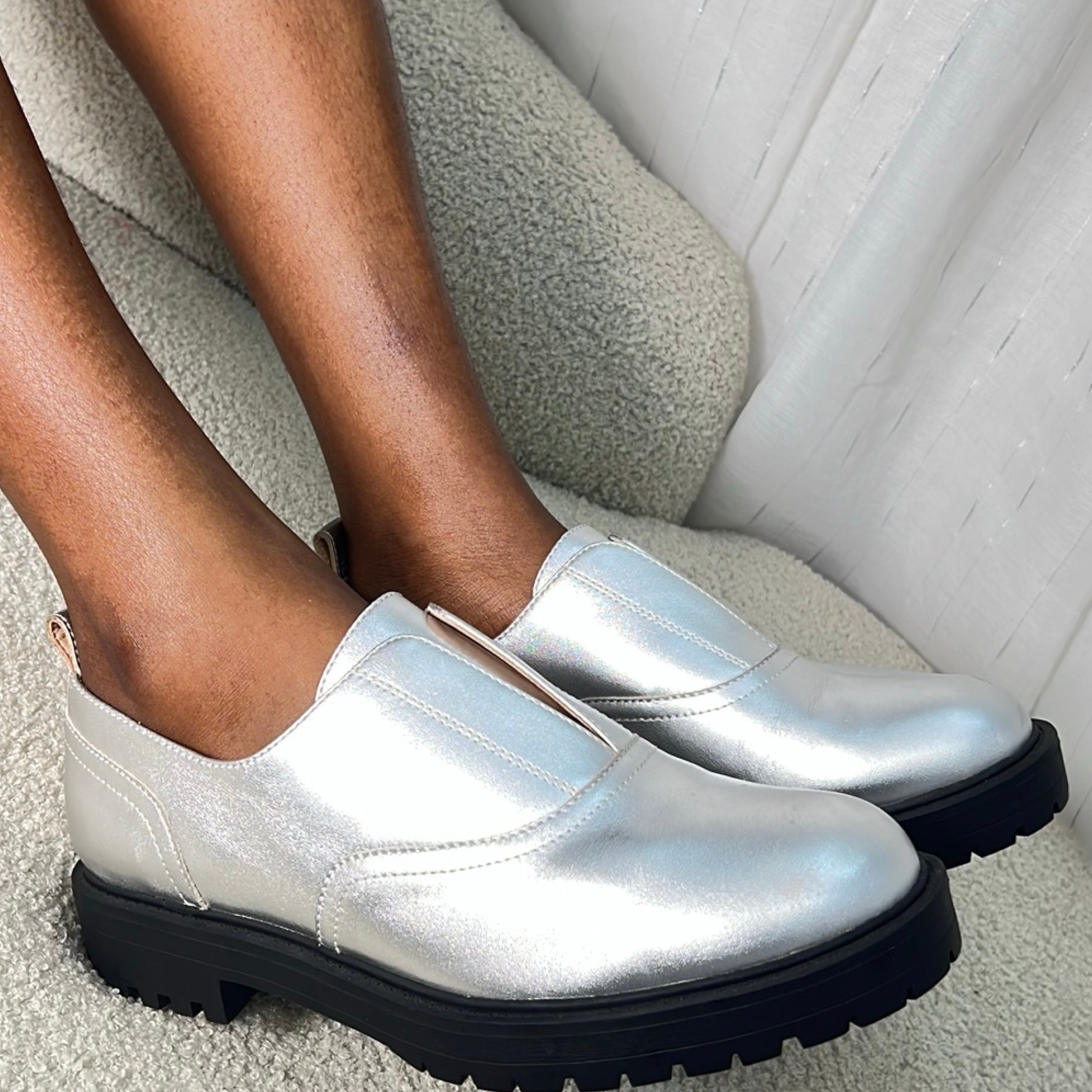 Wydr Stufdios Metallic Slip-On Shoes in Silver