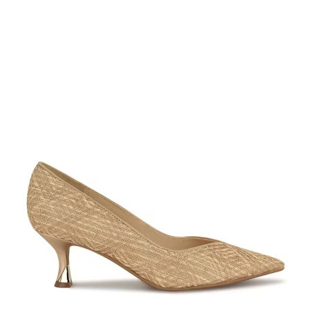 Nine West Pointed Toe Brocade Pump in Beige