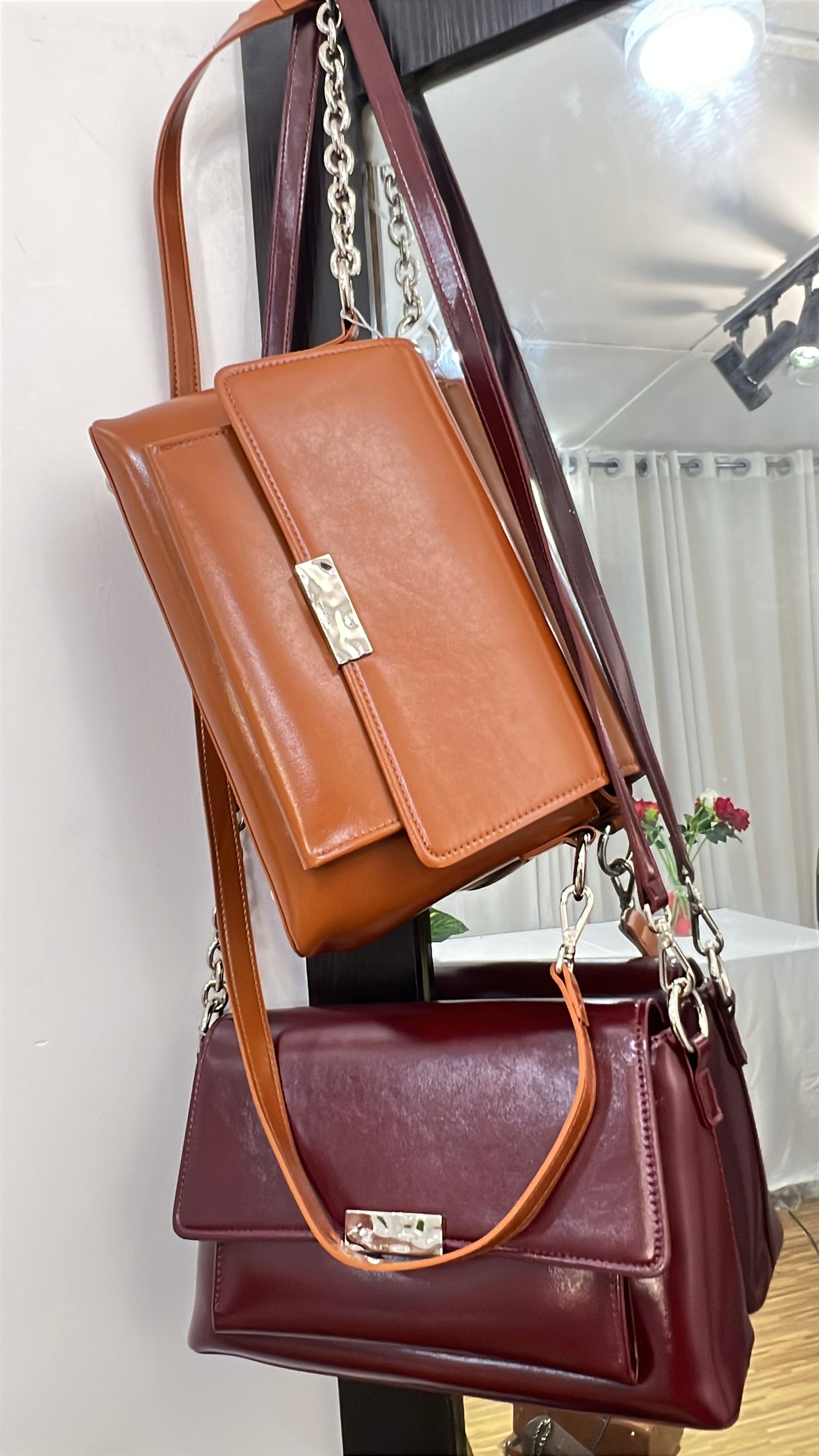 Chrisbella Classic Front Flap Sling Bag in Wine