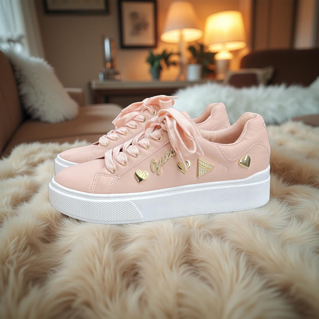 Guess Love Detail Sneakers in Pink