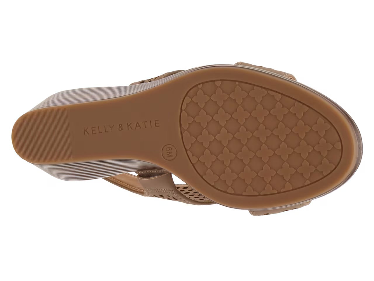 KELLY & KATIE PERFORATED WEDGE SANDAL IN DARK TAUPE