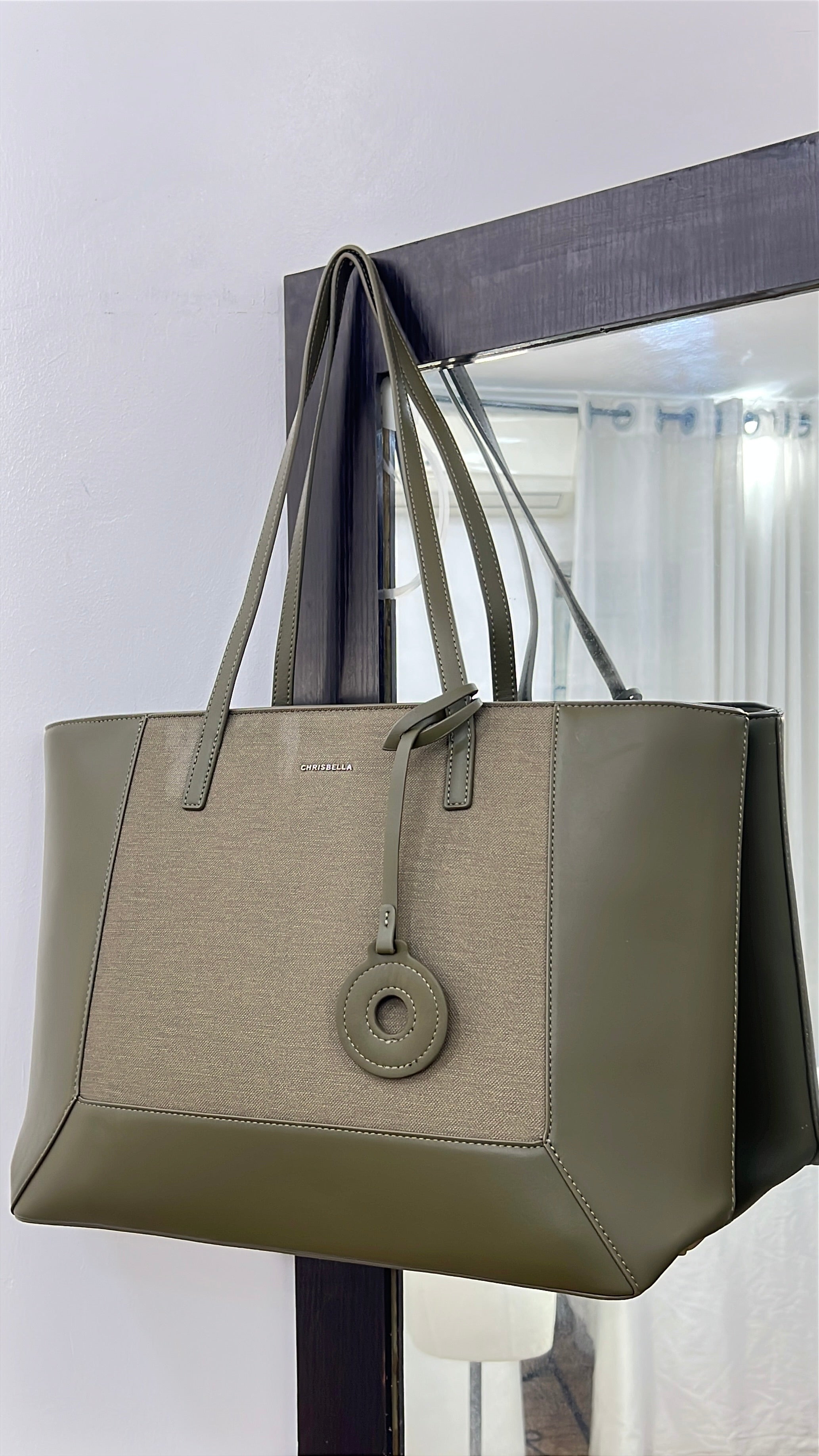 Chrisbella Two-Tone Large Tote in Green