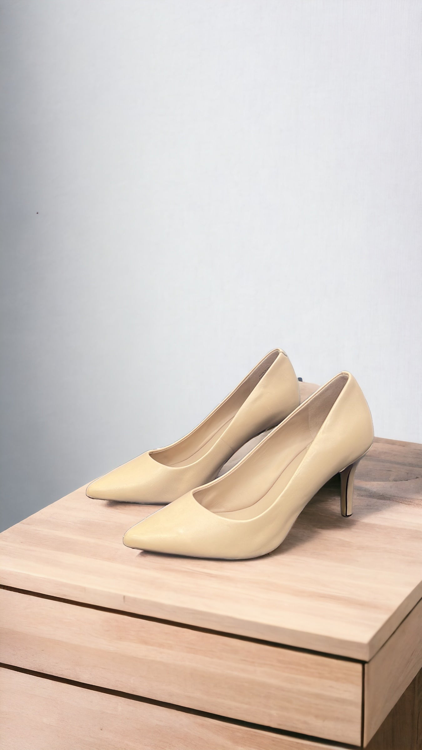 LUCAFERRI POINTED TOE PUMP IN NUDE