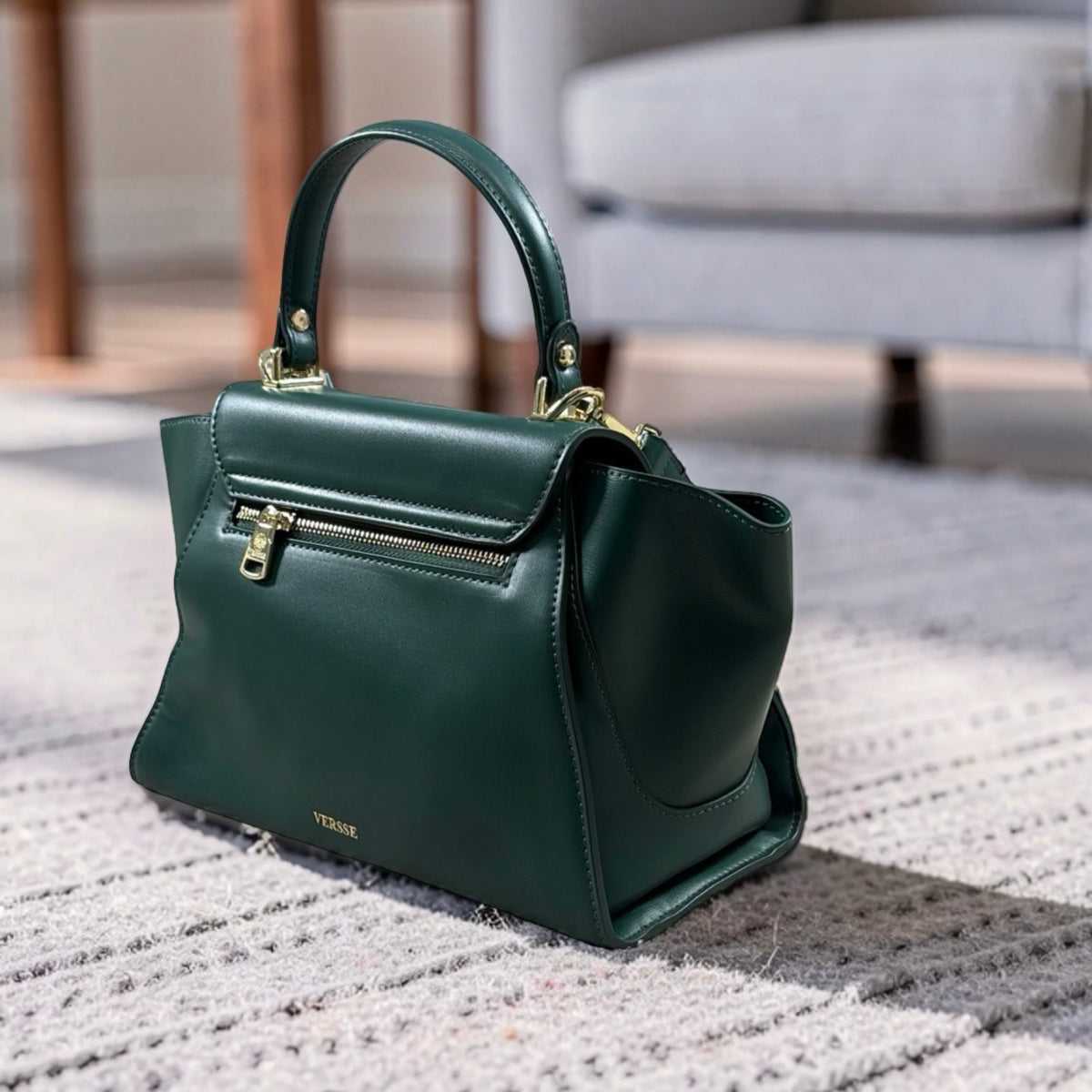 Versse Top Handle Winged Bag in Green