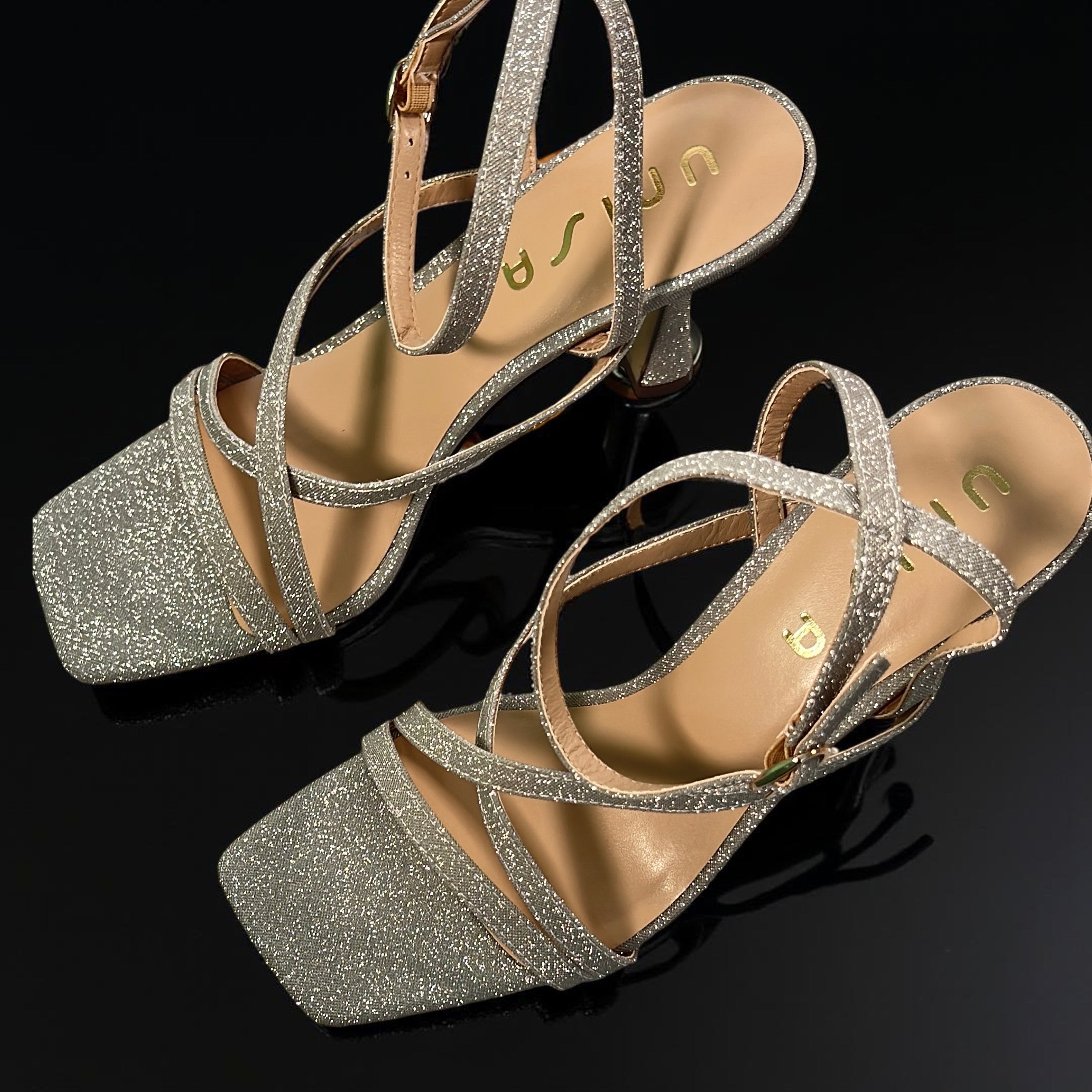 Unisa Shimmer Heeled Sandal in Light Gold