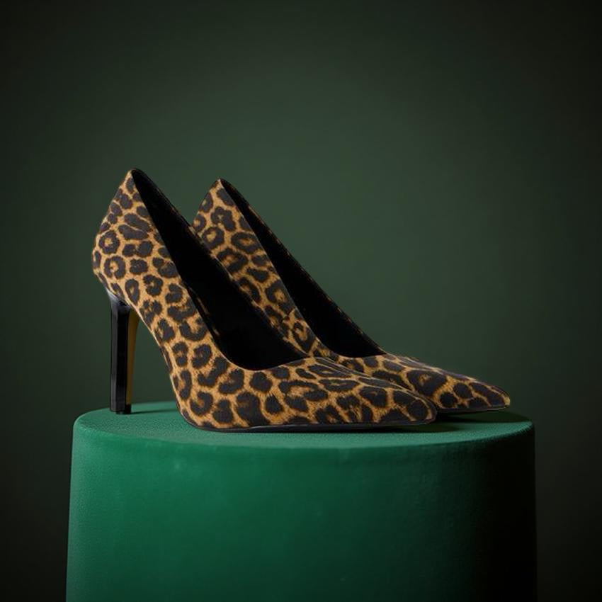 Bershka Animal Print Pointed Toe Pump in Black