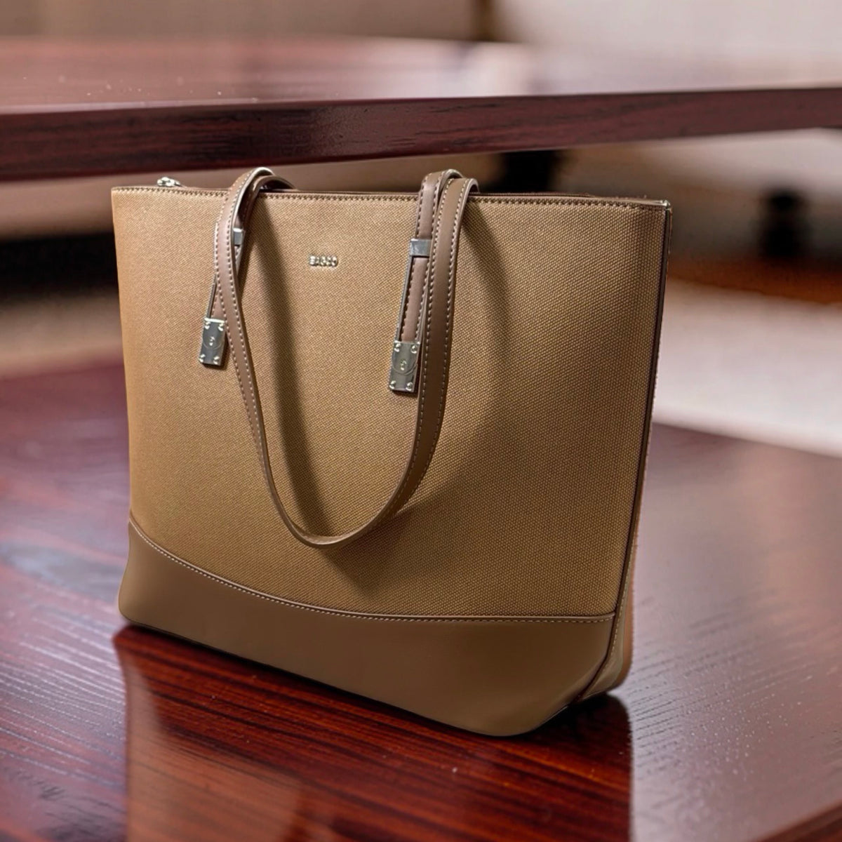 Bagco Textured Large Shoulder Bag in Beige