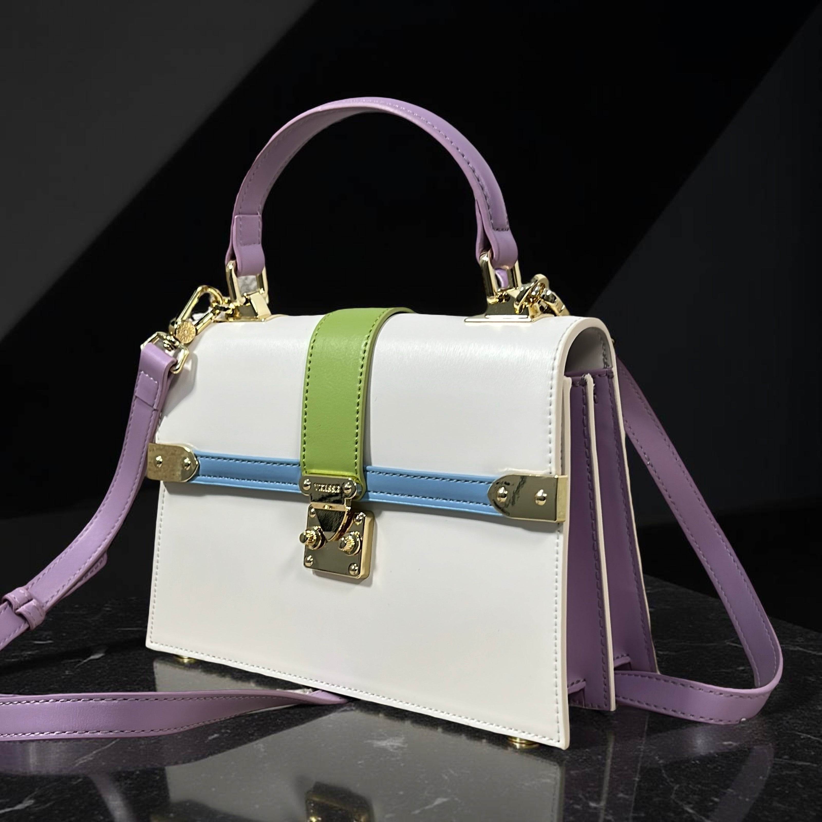 Versse Structured Top Handle Mini Bag in Wine in White